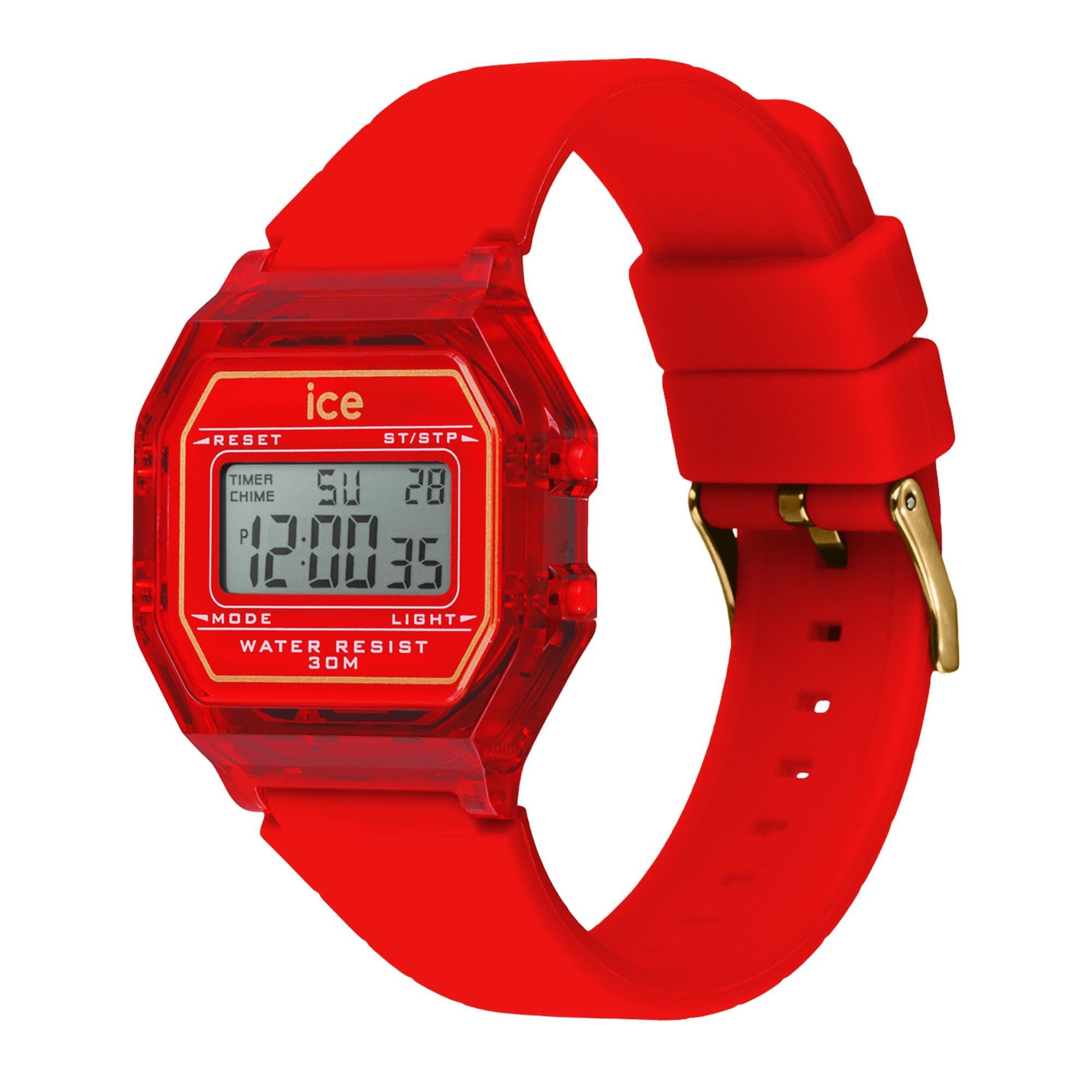ICE Digit Retro Red Passion Clear Silicone Strap Digital Men’s Watch 022885