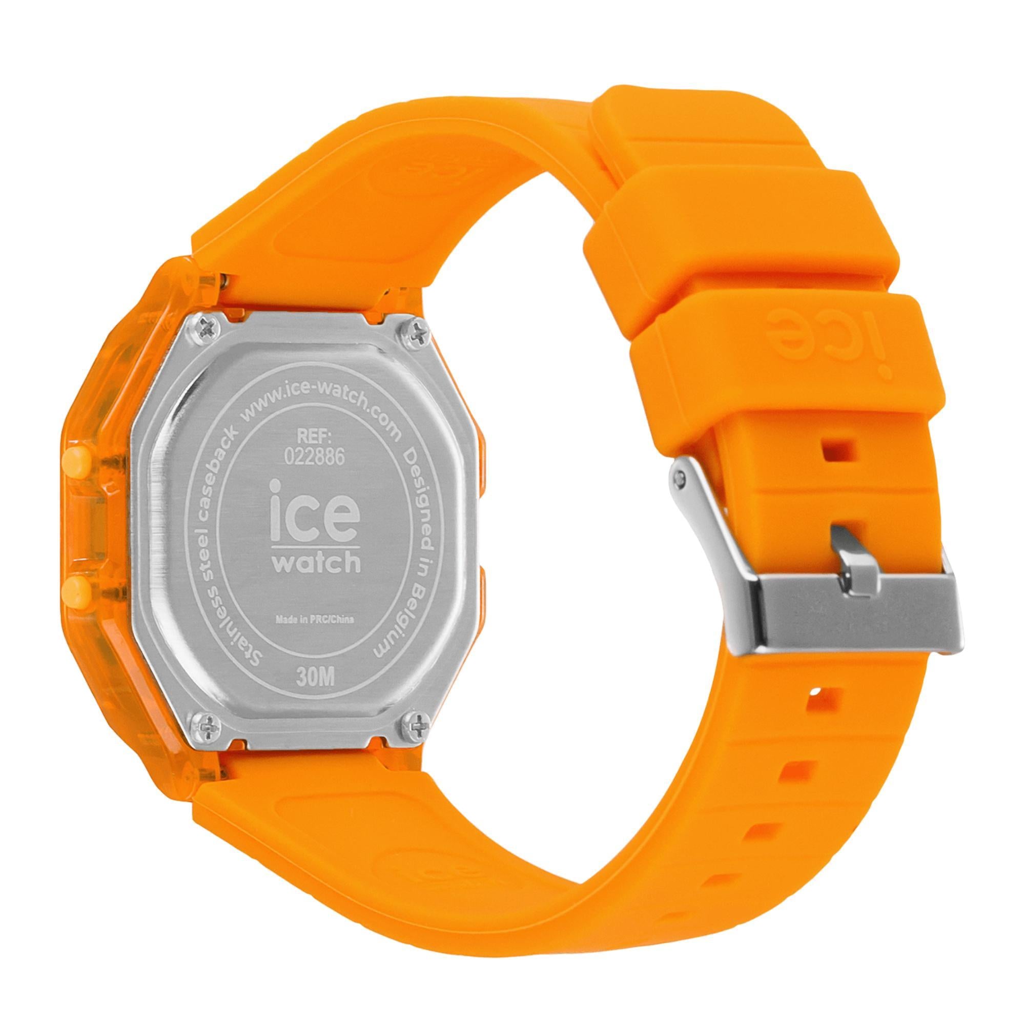 ICE Digit Retro Neon Orange Clear Silicone Strap Digital Men’s Watch 022886
