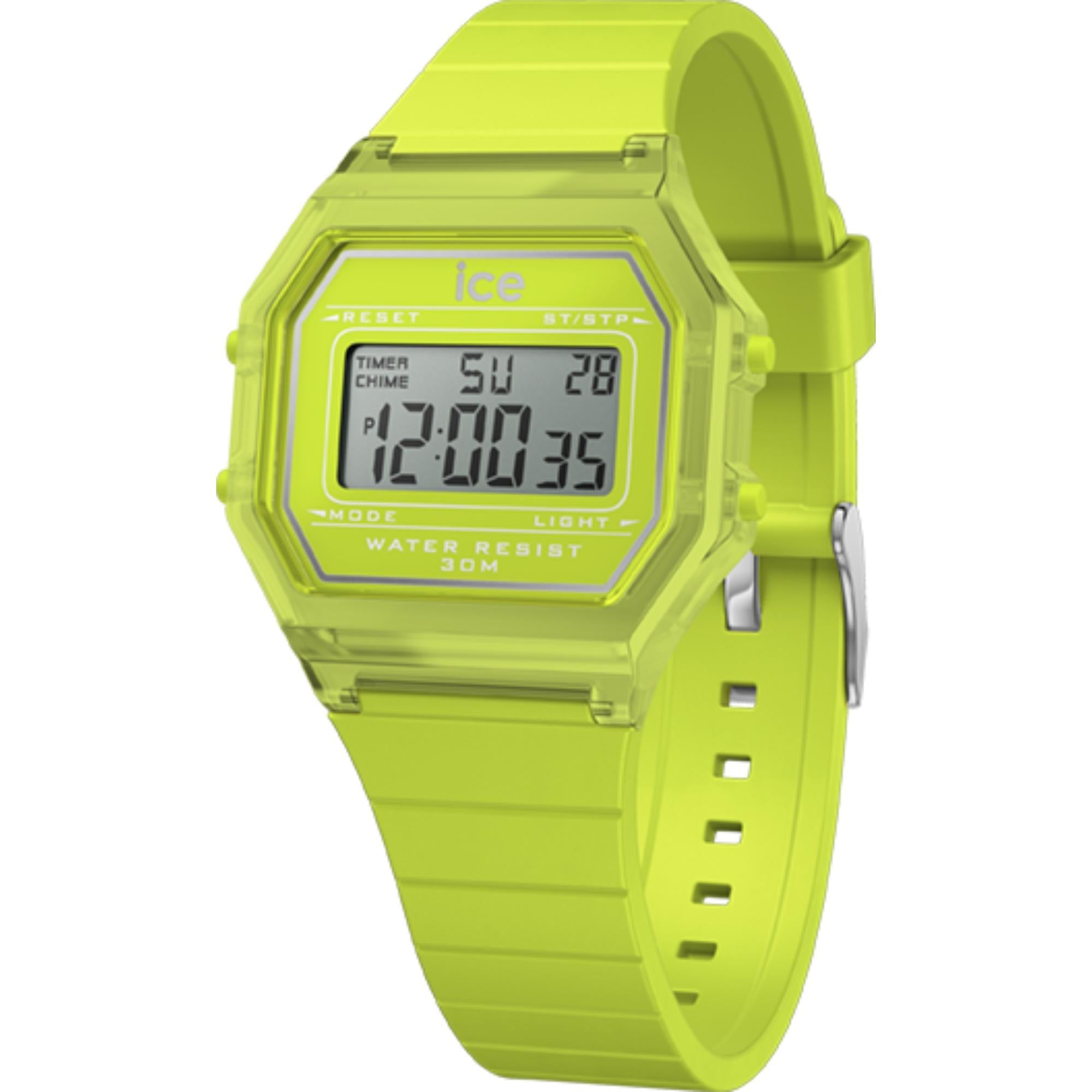 ICE Digit Retro Green Lime Clear Silicone Strap Digital Watch 022890