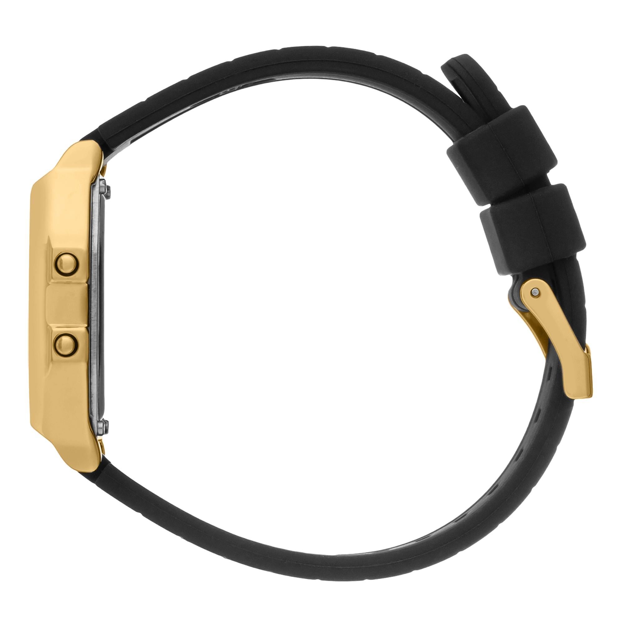 ICE Digit Retro Metal Gold Mirror Black Silicone Strap Digital Men’s Watch 022731