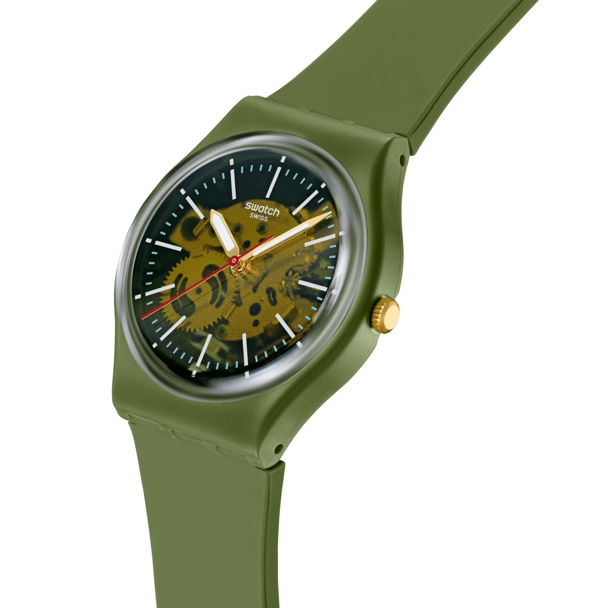 Swatch THRU THE GREENERY Quartz Green Dial Stainless Steel Strap Men's Watch SO28G110