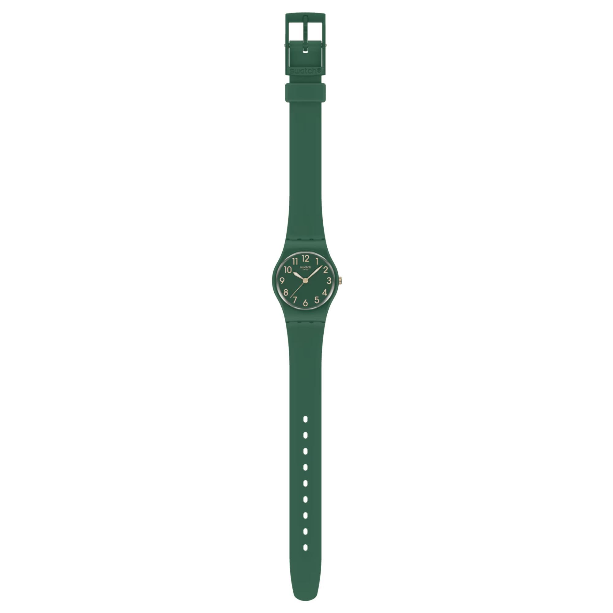 Swatch NOTES OF PECAN Quartz Green Dial Biosourced Strap Men’s Watch LG130