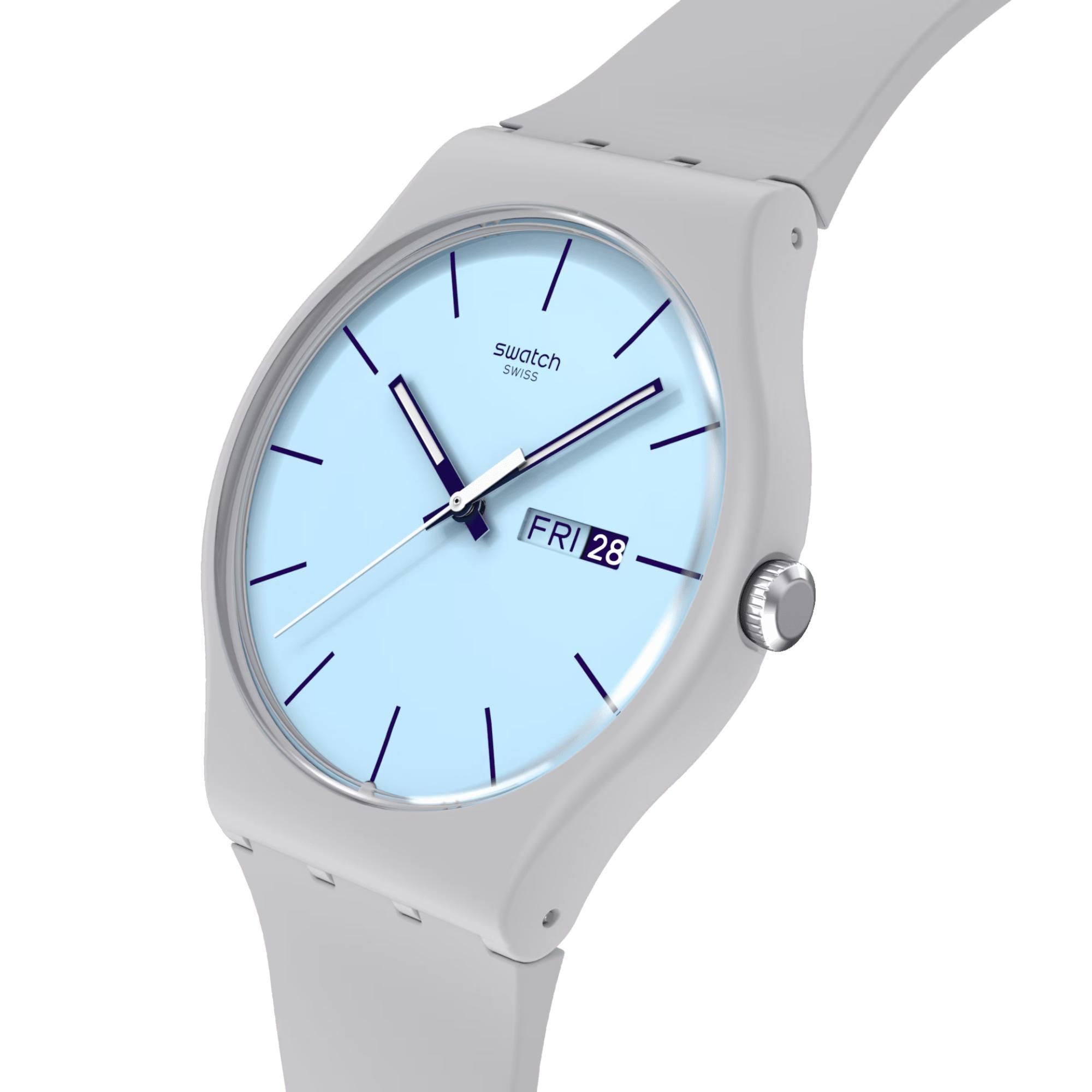 Swatch BLUEBERRY SKY Quartz Blue Dial Silicone Strap Men’s Watch SO29M702