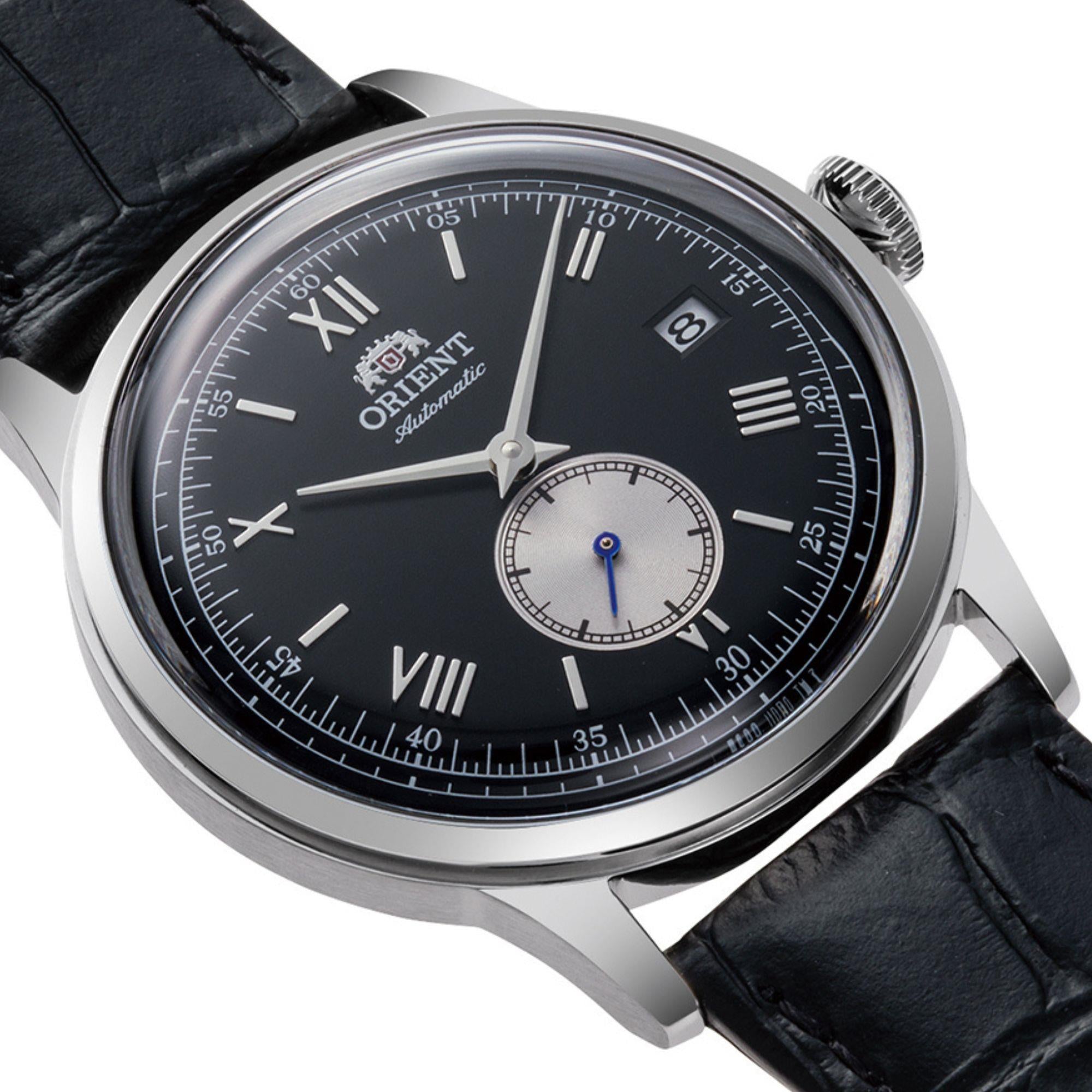 Orient Bambino Classic Vintage Style Version 2 Black Dial Leather Strap Unisex Dress Watch RA-AP0101B30B