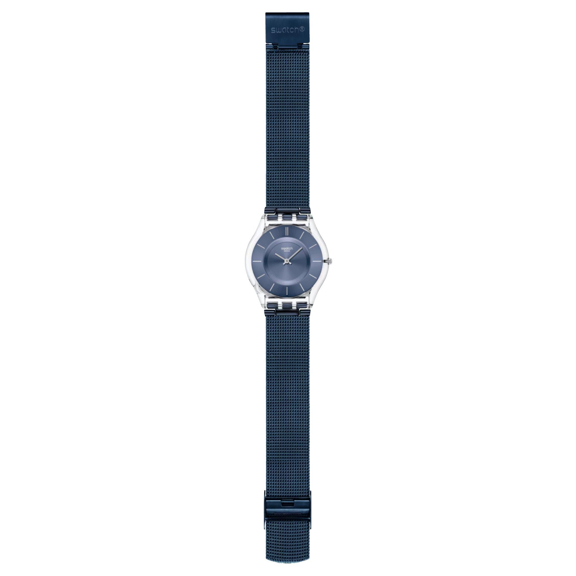 Swatch COOL SKIES Quartz Blue Dial Stainless Steel Mesh Strap Men’s Watch SS08K120M
