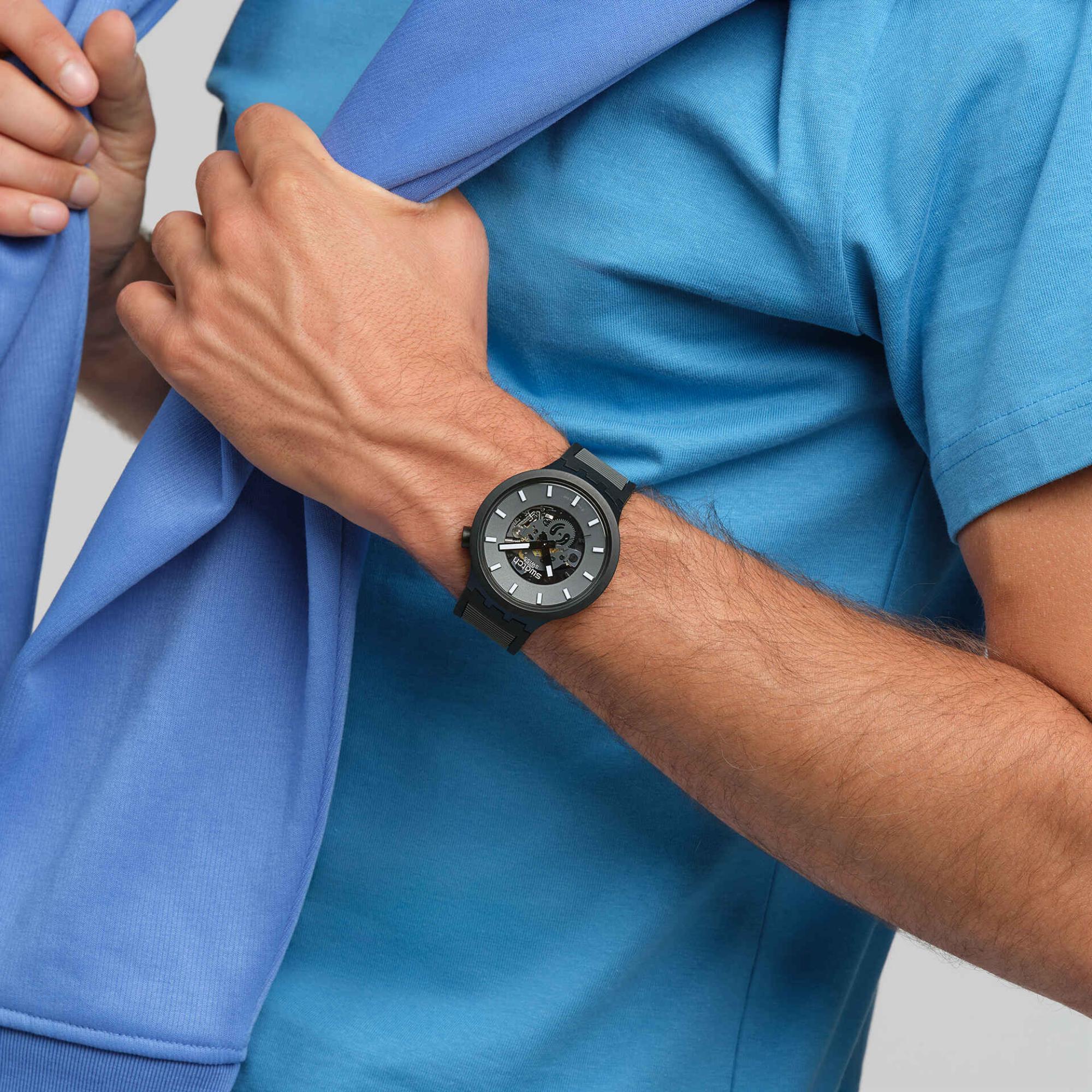Swatch PAST THE HORIZON Quartz Blue Dial Rubber Strap Men’s Watch SB05B113