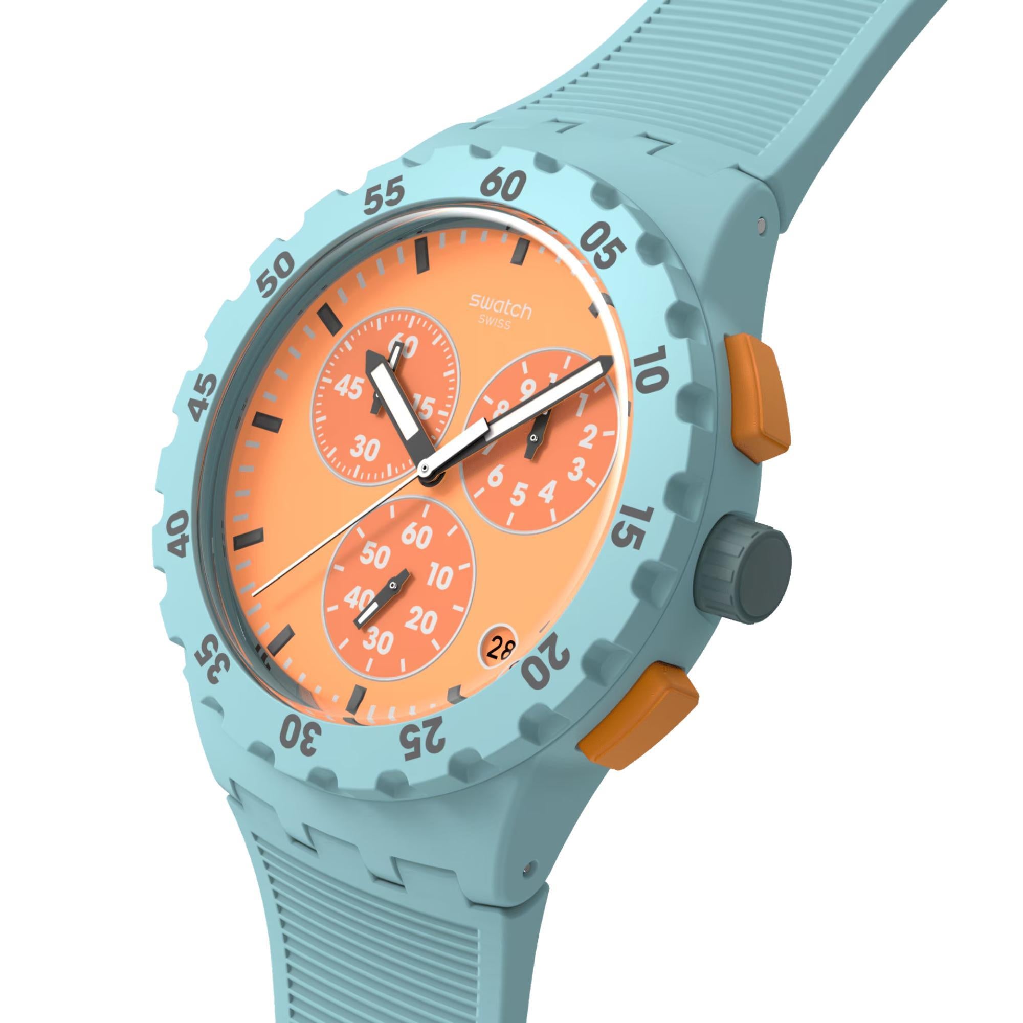 Swatch JUICY APRICOT Quartz Orange Dial Silicone Strap Men’s Watch SUSL401