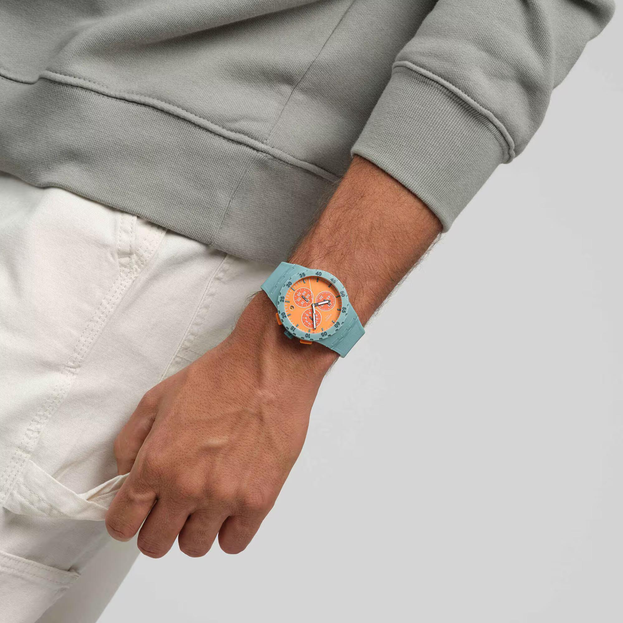 Swatch JUICY APRICOT Quartz Orange Dial Silicone Strap Men’s Watch SUSL401