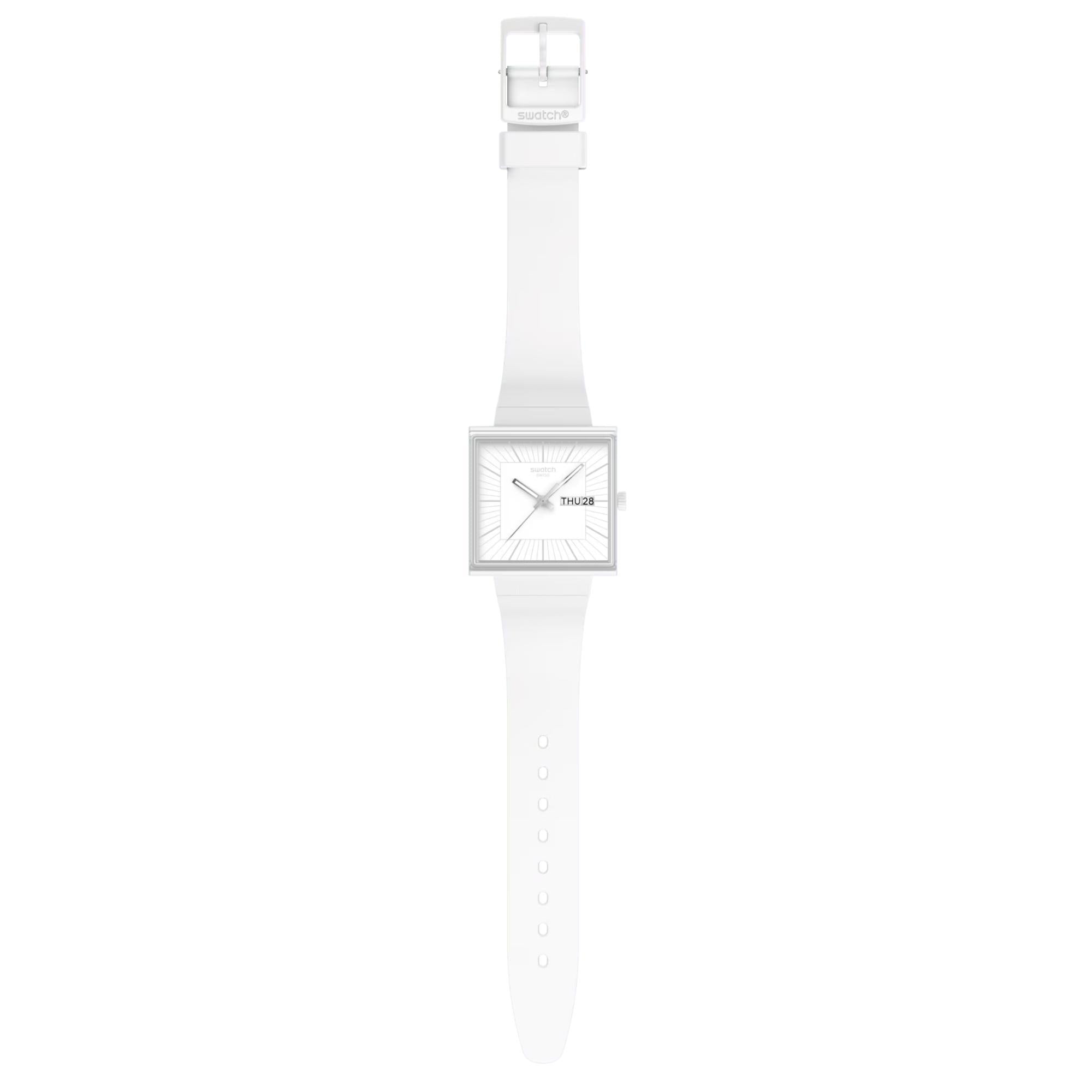 Swatch WHAT IF...ALLWHITE? Quartz White Dial Silicone Strap Watch SO34W700