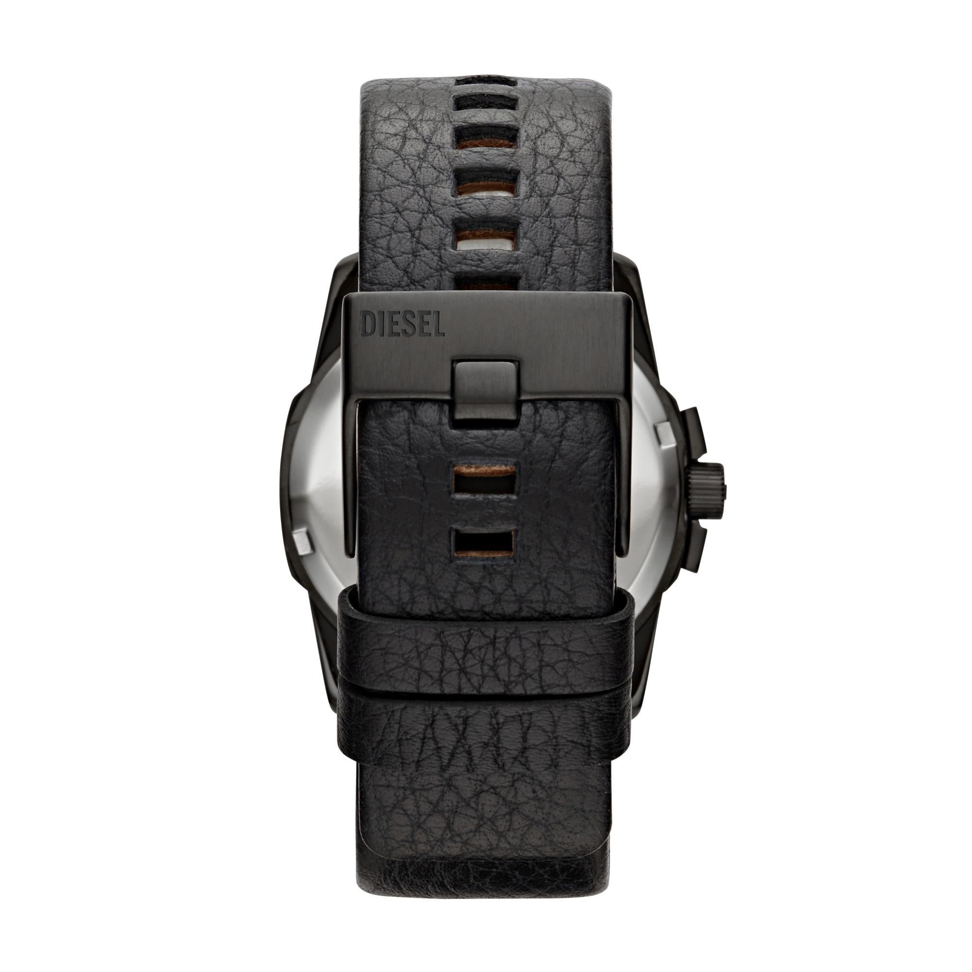 Diesel Master Chief Three-Hand Date Black Leather Black Dial Men's Watch DZ1657