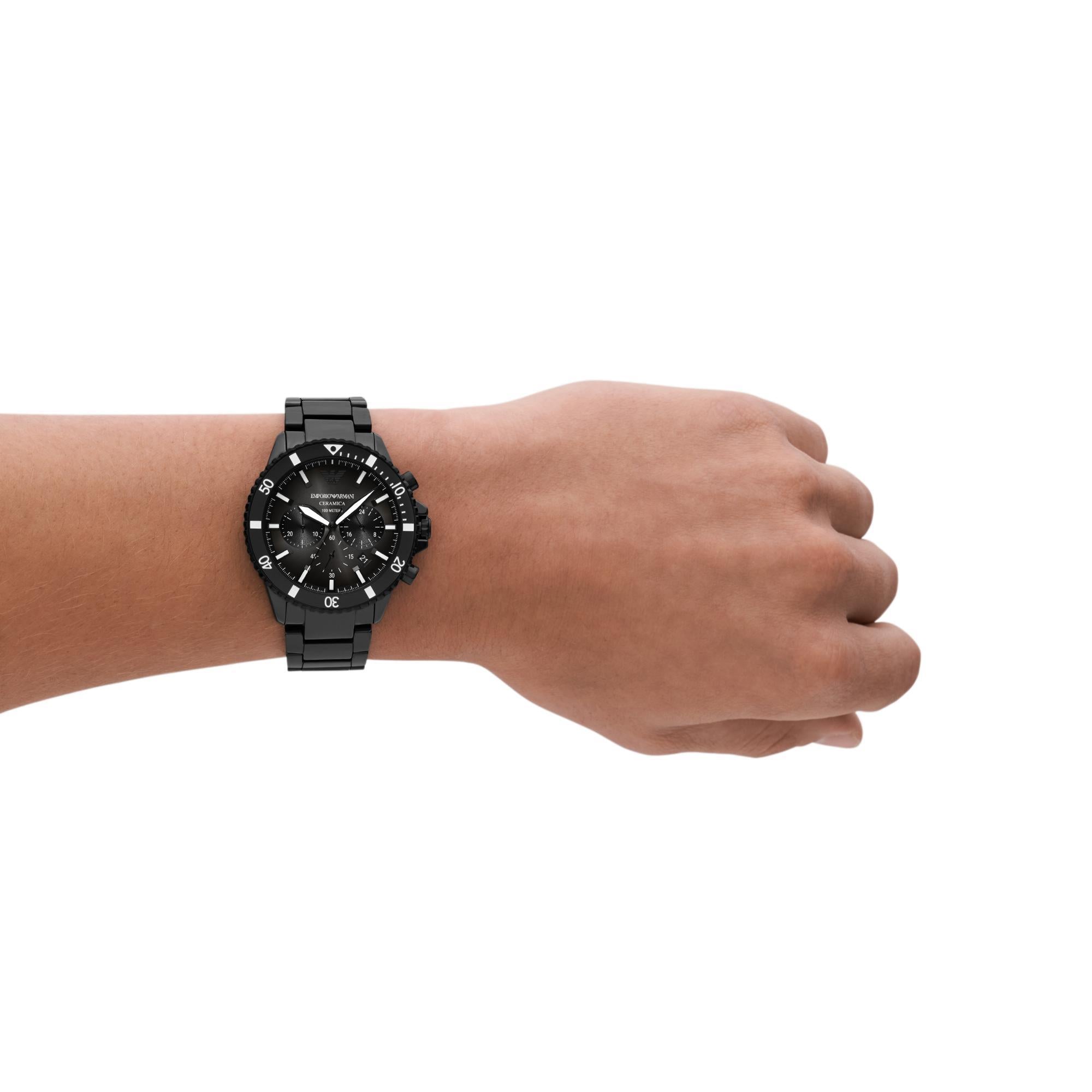 Emporio Armani World Explorer Chronograph Black Ceramic Black Dial Men's Watch AR70010