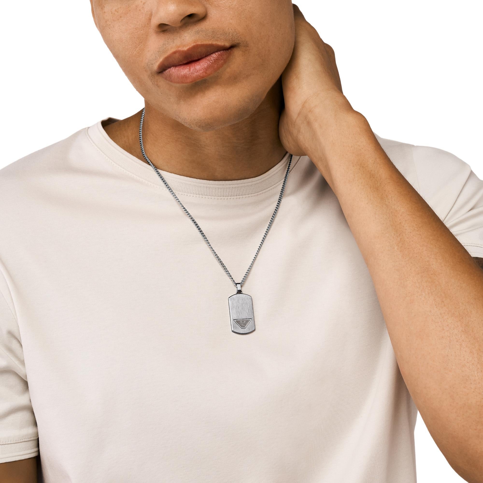 Emporio Armani Stainless Steel Dog Tag Necklace Men’s EGS3125040