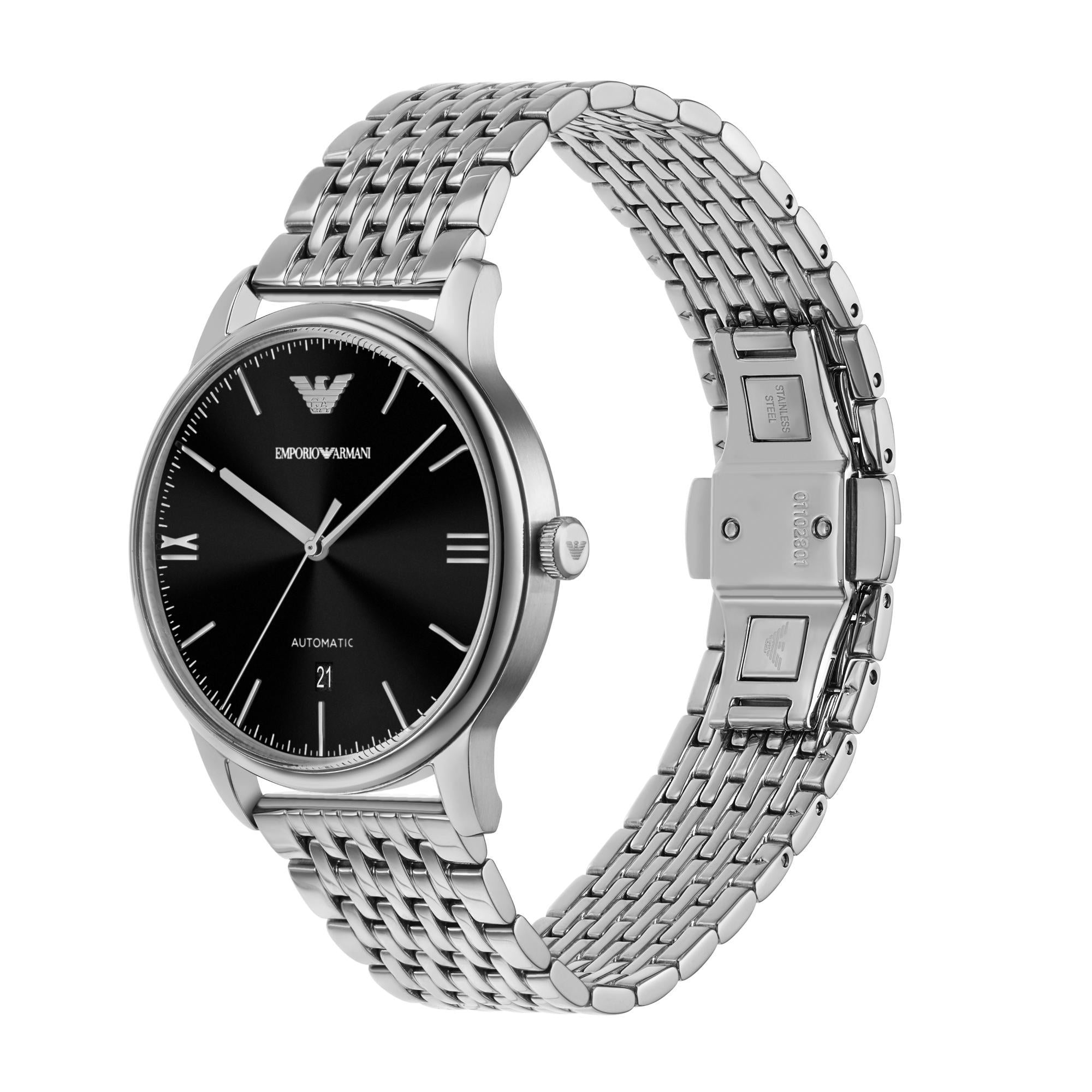 Emporio Armani Automatic Stainless Steel Black Dial Men's Watch AR60081
