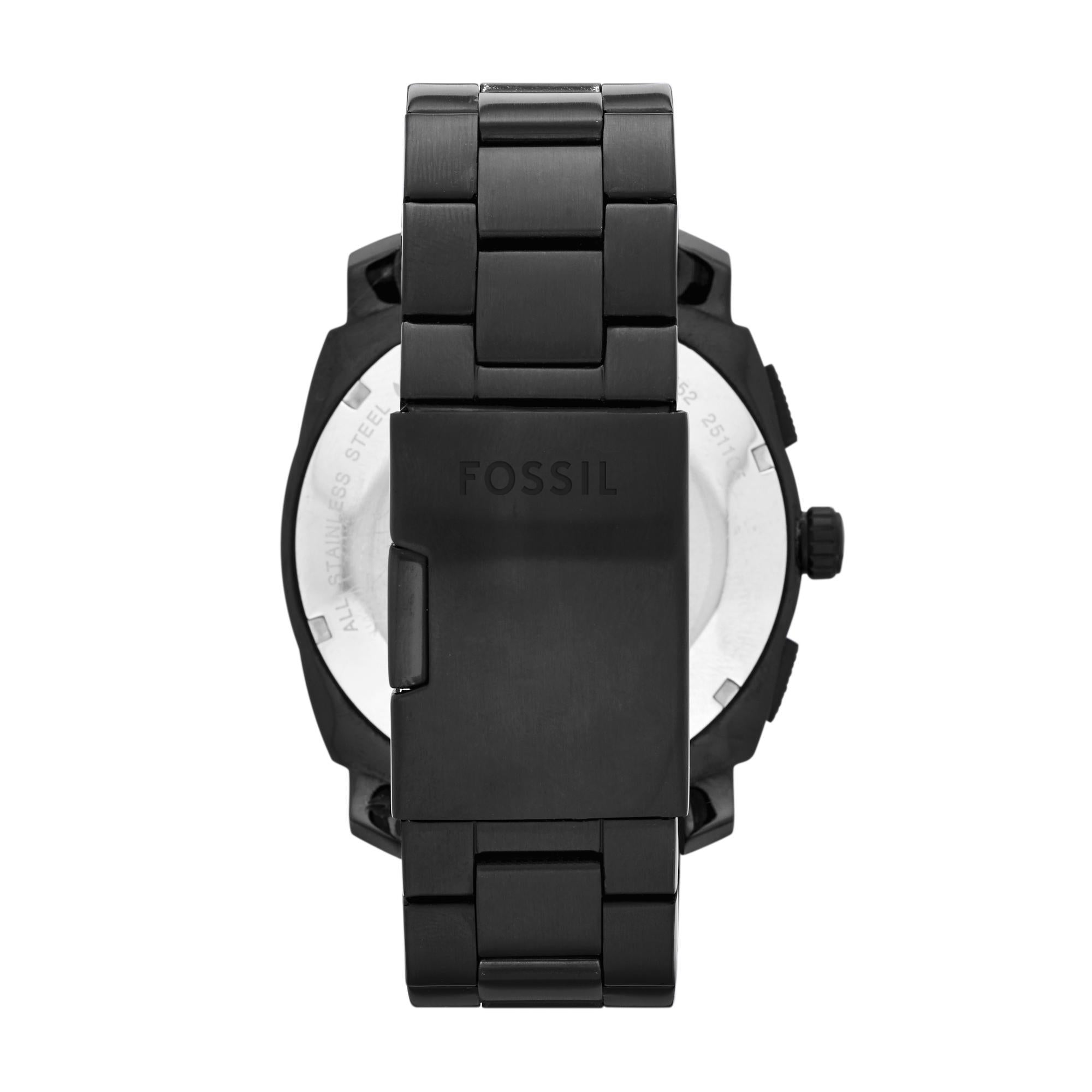 Black Fossil watch on a white background