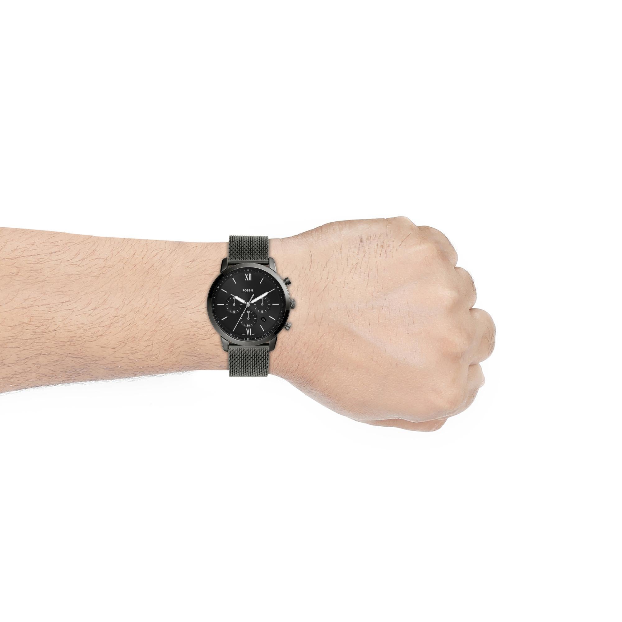 Fossil Neutra 44mm Chronograph Black Dial Steel Mens Quartz Watch FS5699