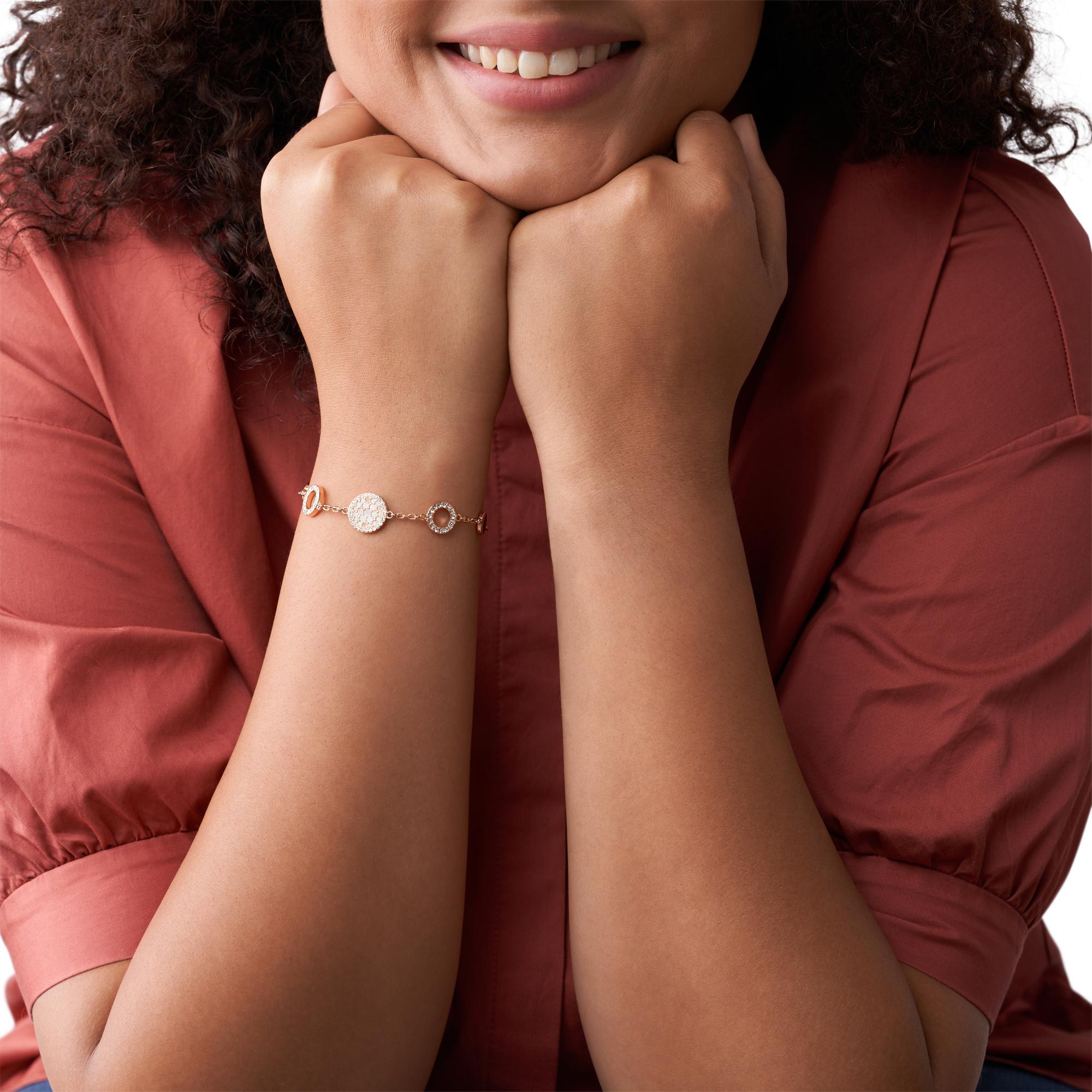 Fossil Mosaic Mother-of-Pearl Disc Station Bracelet Women’s JF01739791