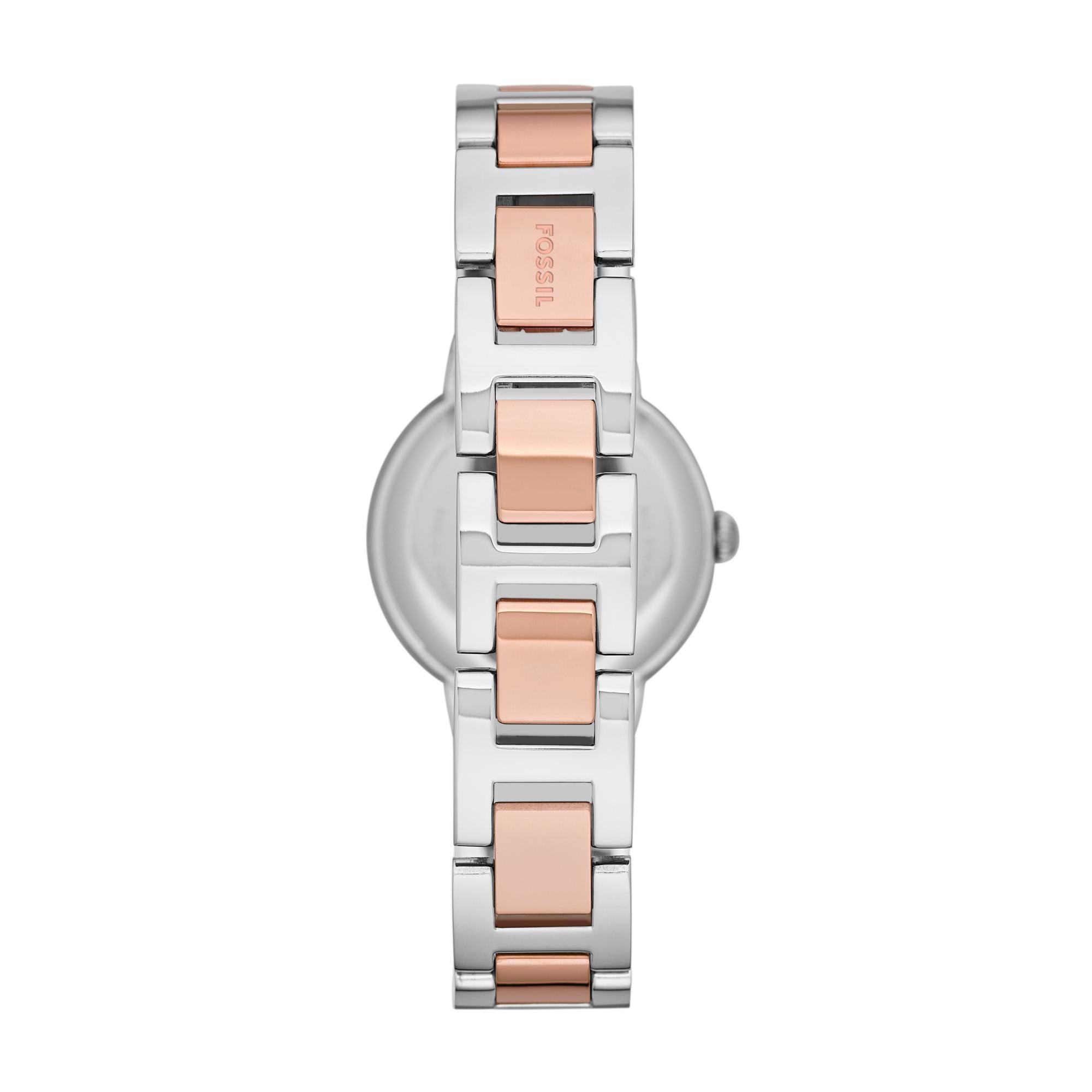 Fossil Virginia Quartz Rose Gold Dial Steel Strap Women's Watch ES3405