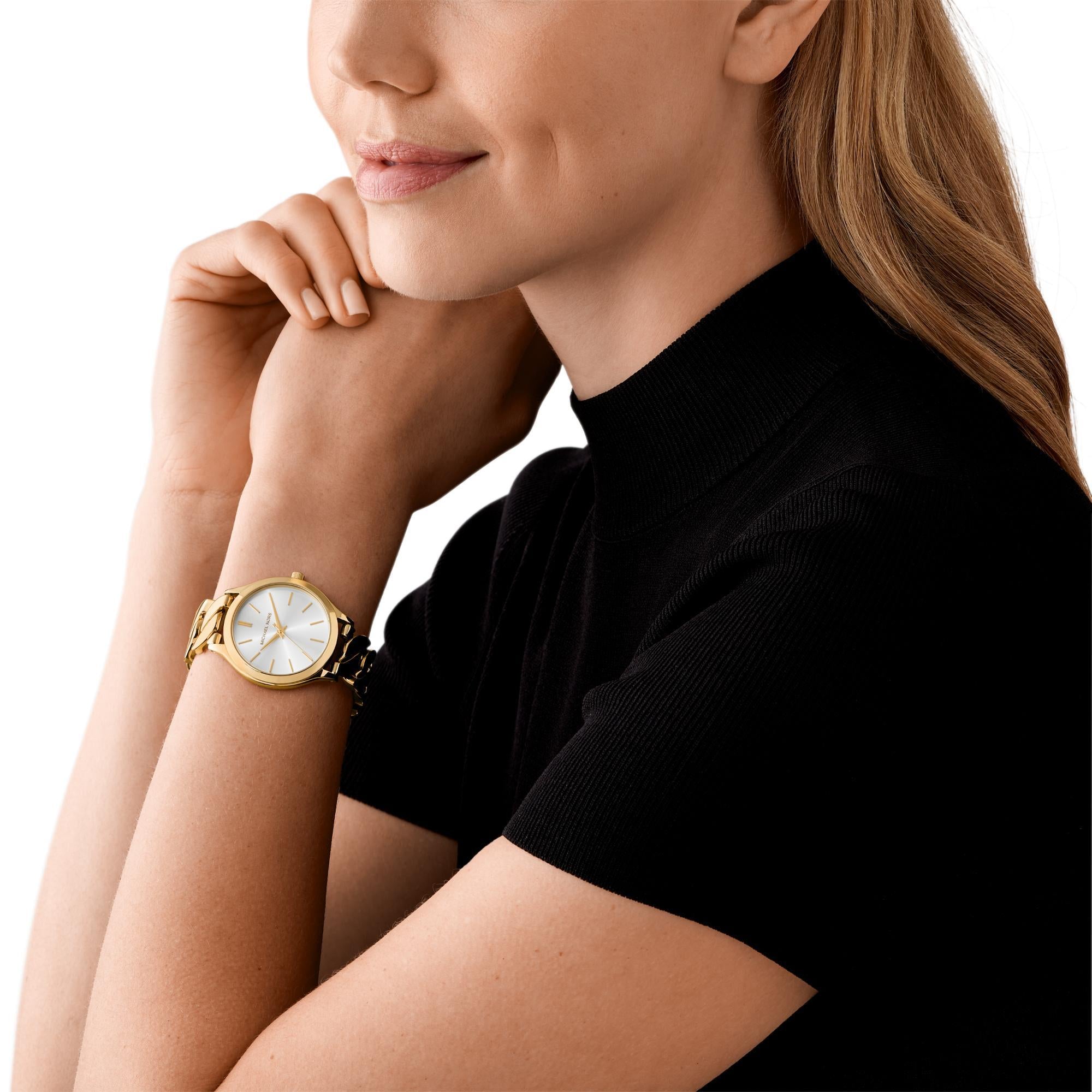Michael Kors Runway Gold-Tone Stainless Steel White Dial Women's Watch MK7472