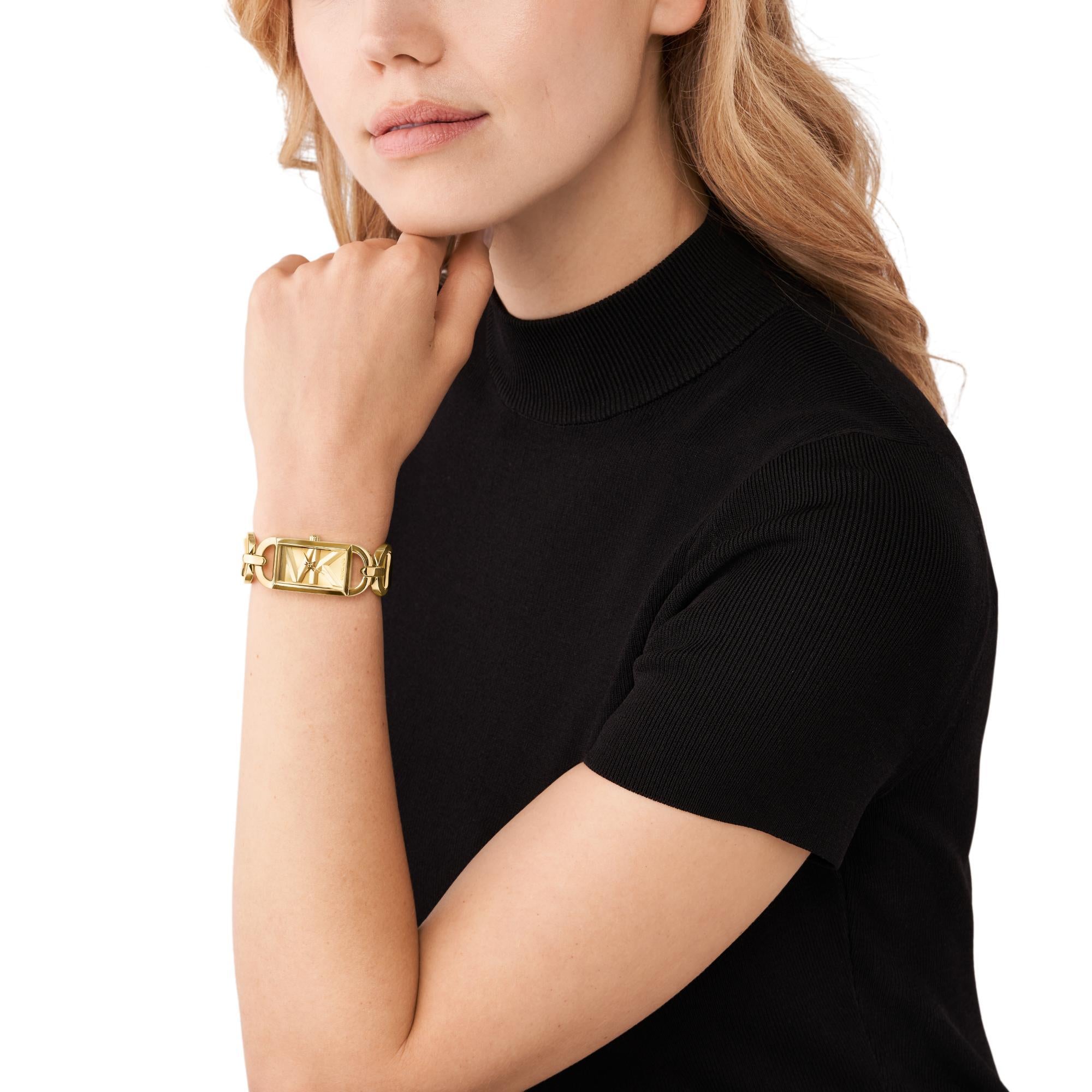 Michael Kors MK Empire Three-Hand Gold-Tone Stainless Steel Gold Dial Women's Watch MK7406