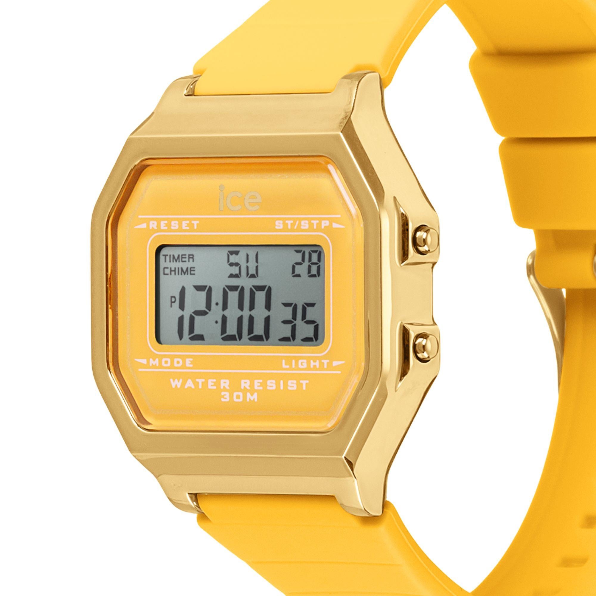 ICE Digit Retro Light Yellow Dial Silicone Strap Ladies Watch 022053