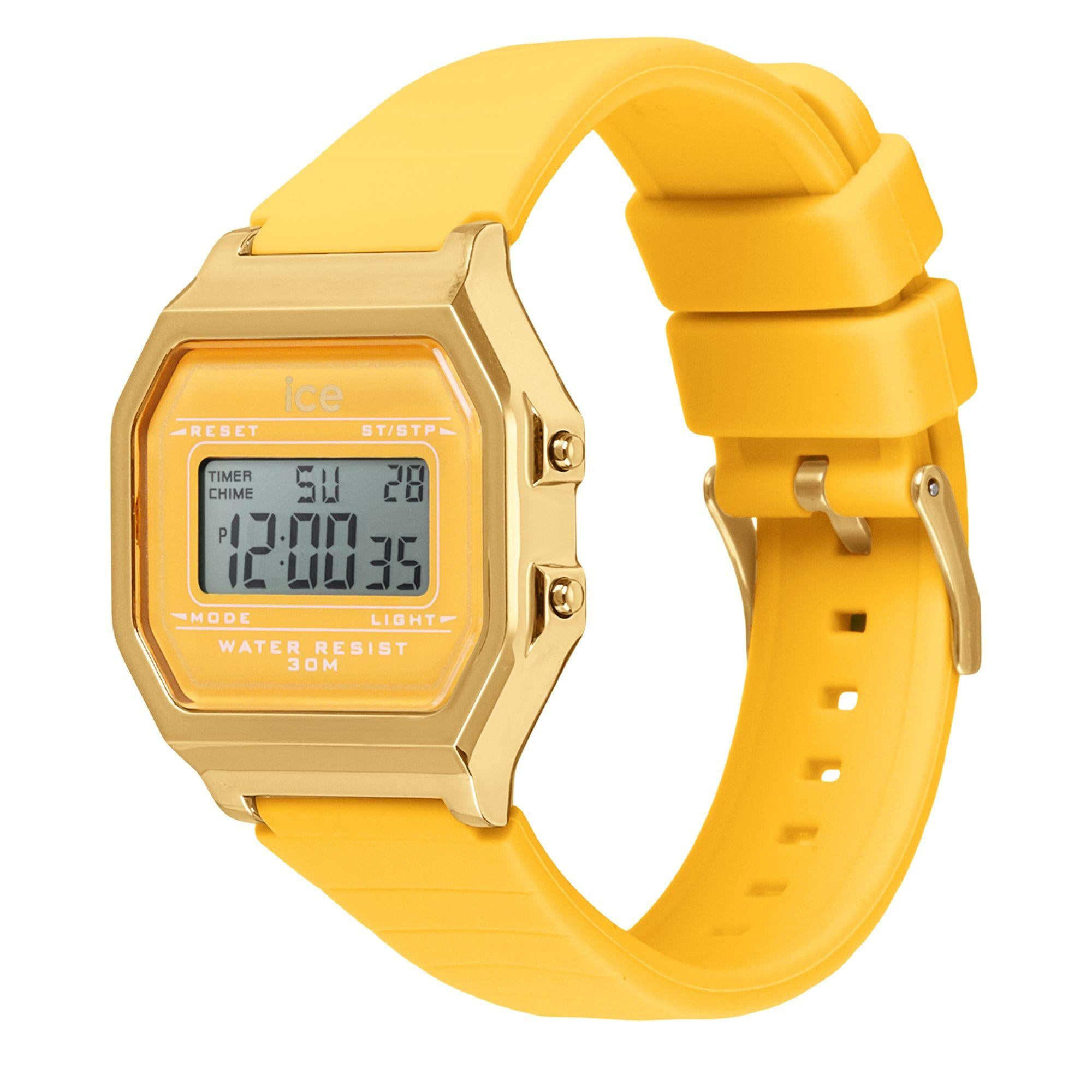 ICE Digit Retro Light Yellow Dial Silicone Strap Ladies Watch 022053