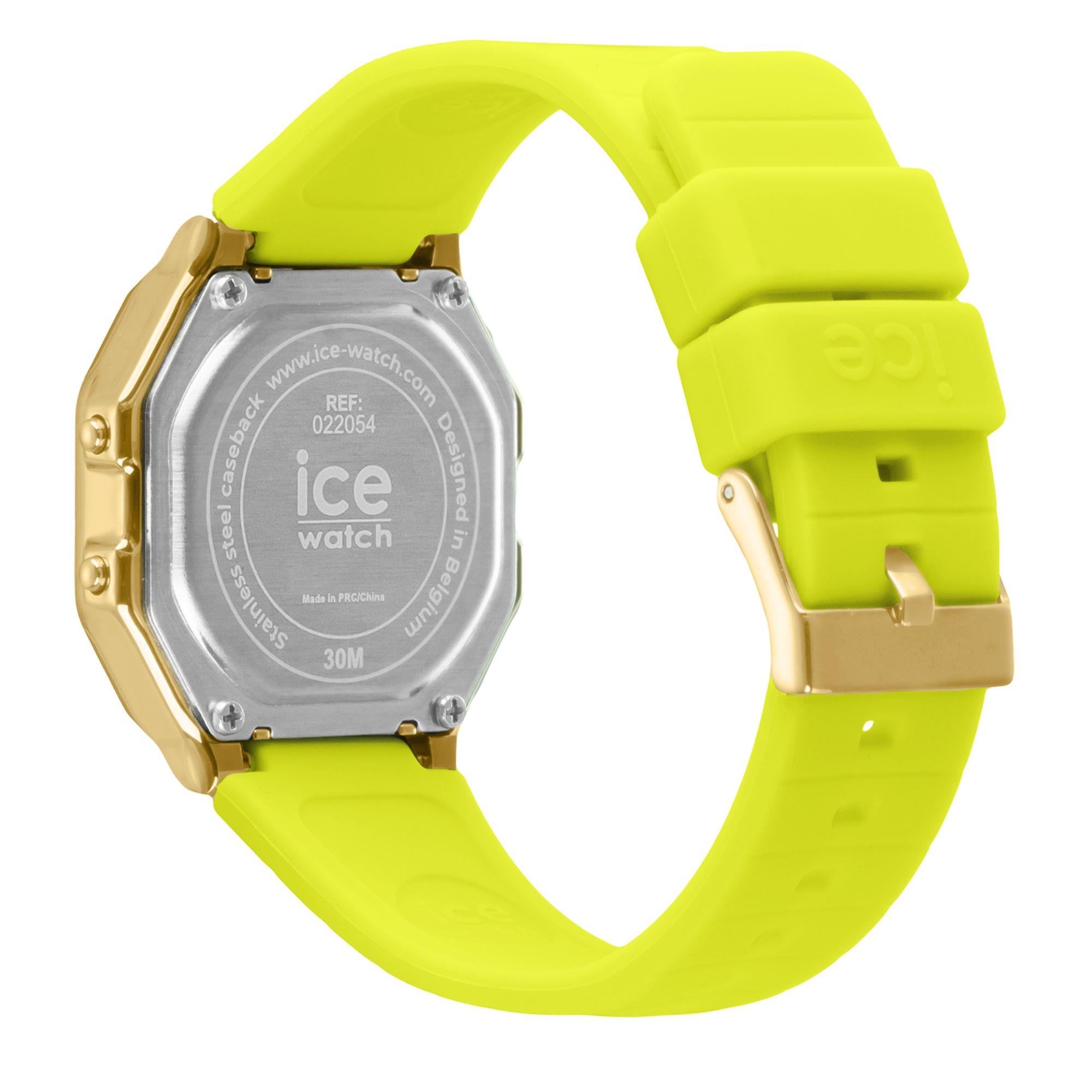 ICE Watch ICE Digit Retro Yellow Dial Silicone Strap Watch 022054