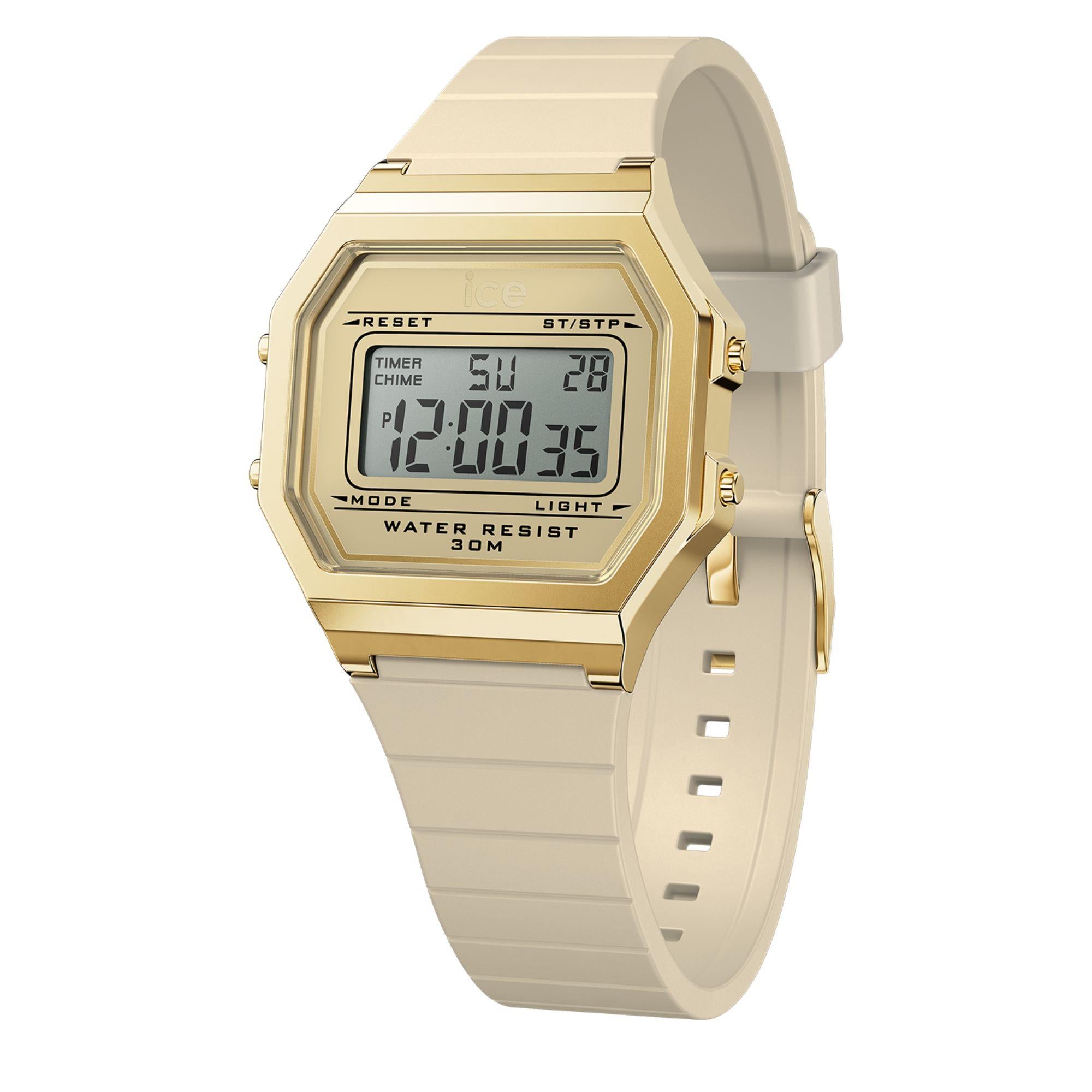 ICE Watch ICE Digit Retro Almond Skin Dial Silicone Strap Watch 022062