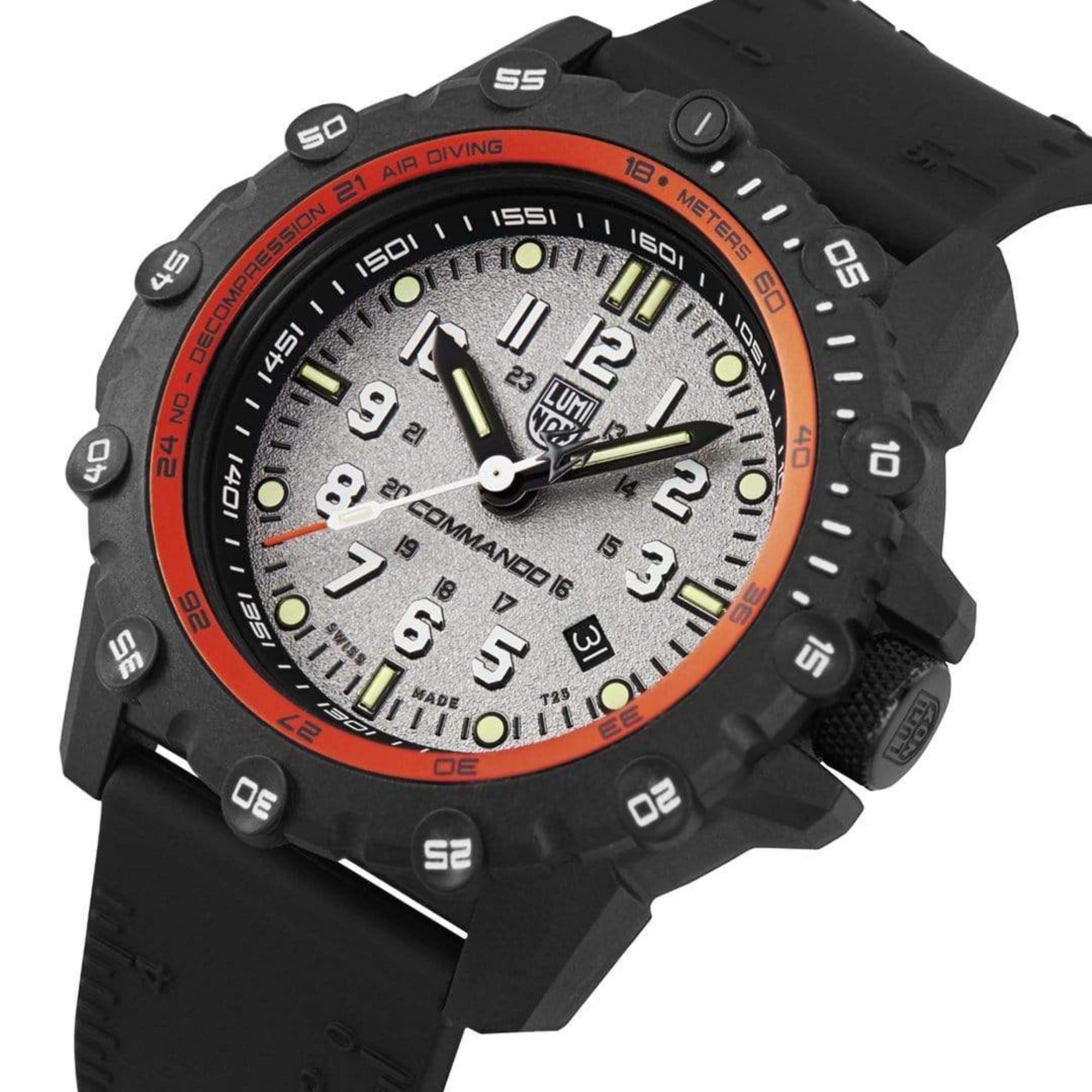Luminox Commando Frogman Quartz Silver Dial Black Rubber Strap Men's Watch XS.3301