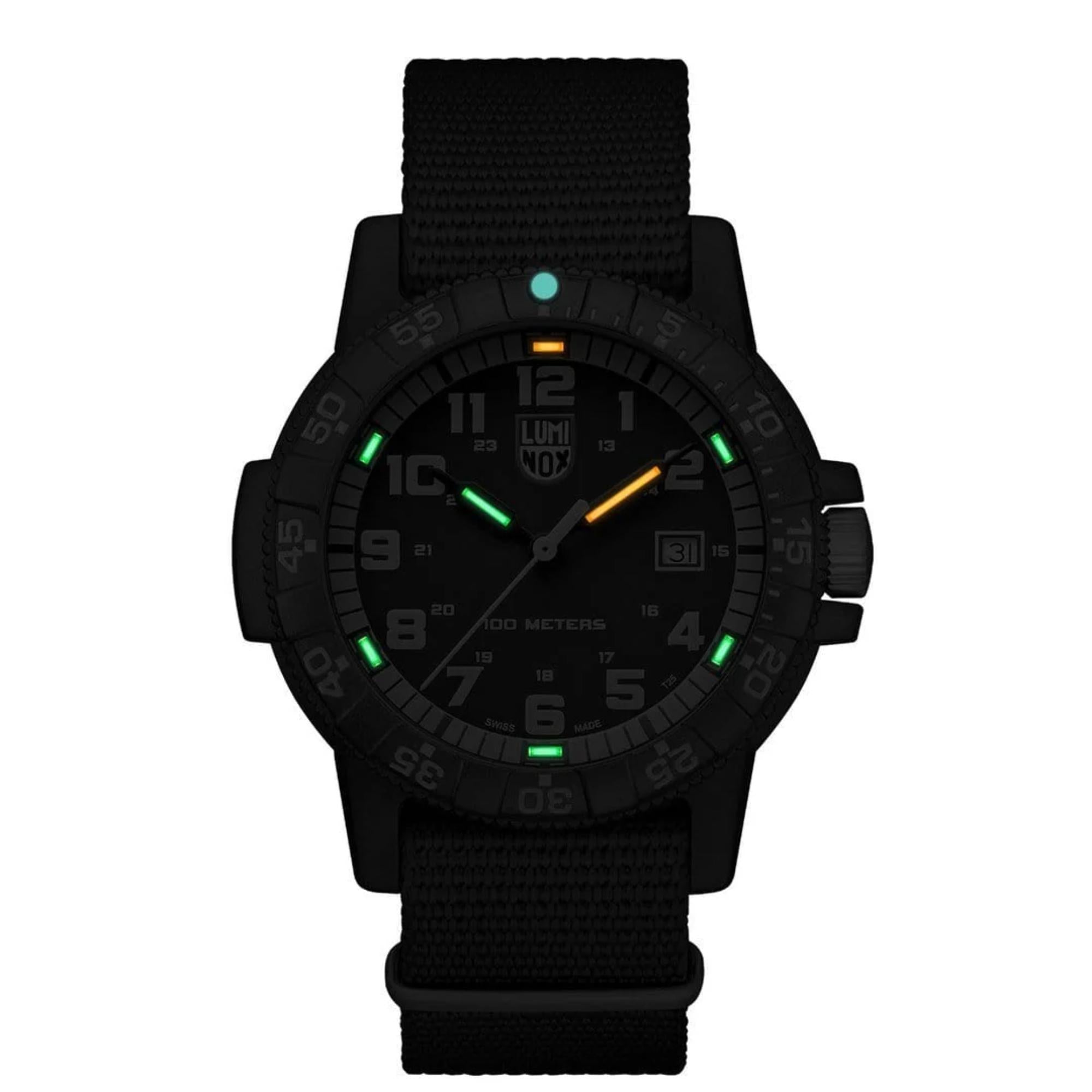 Luminox Leatherback Sea Turtle Quartz Black Dial NATO Strap Watch XS.0333