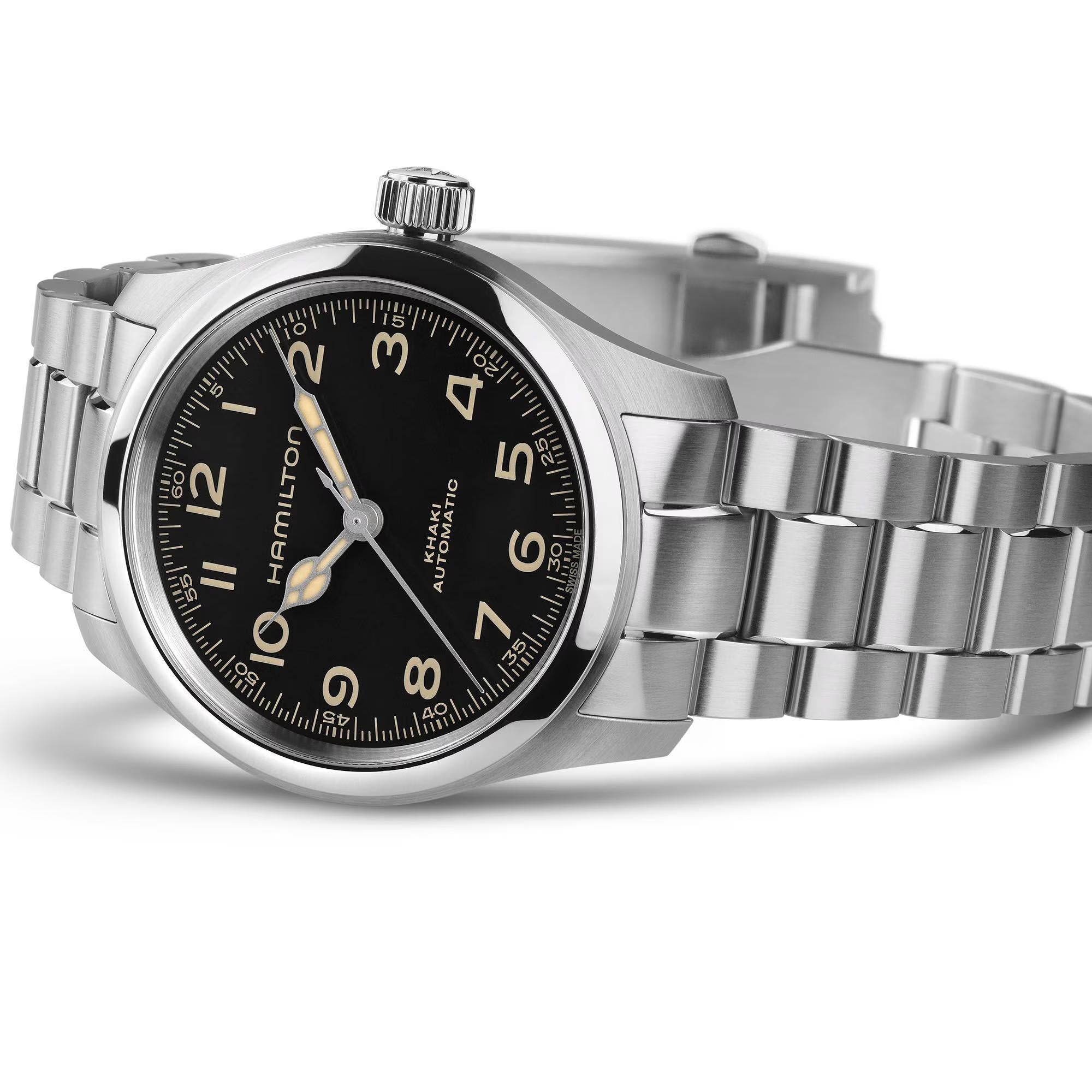 Hamilton Khaki Field H70405130 brushed stainless steel case side profile