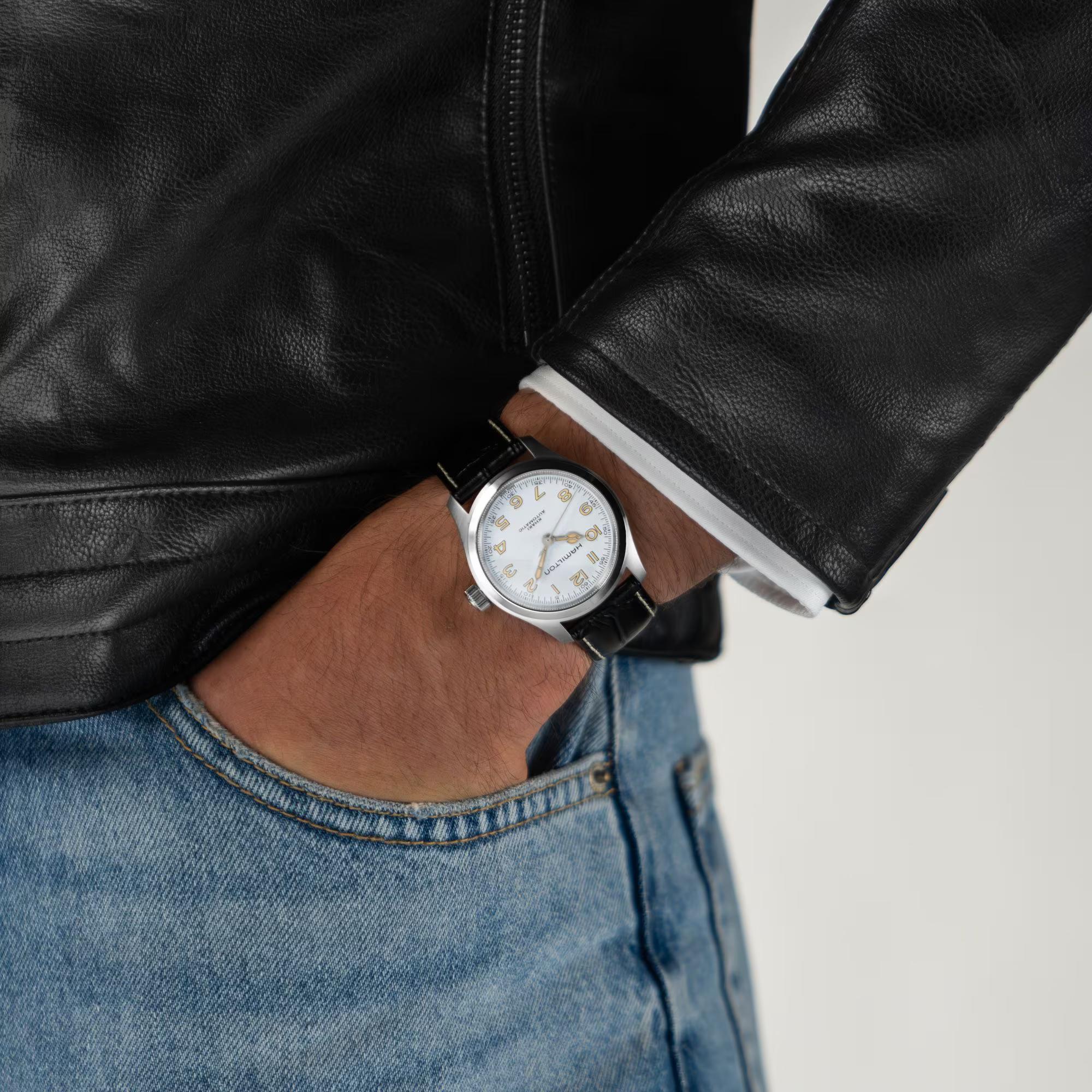Hamilton Khaki Field Murph Automatic Leather Strap White Dial Men’s Watch H70405710