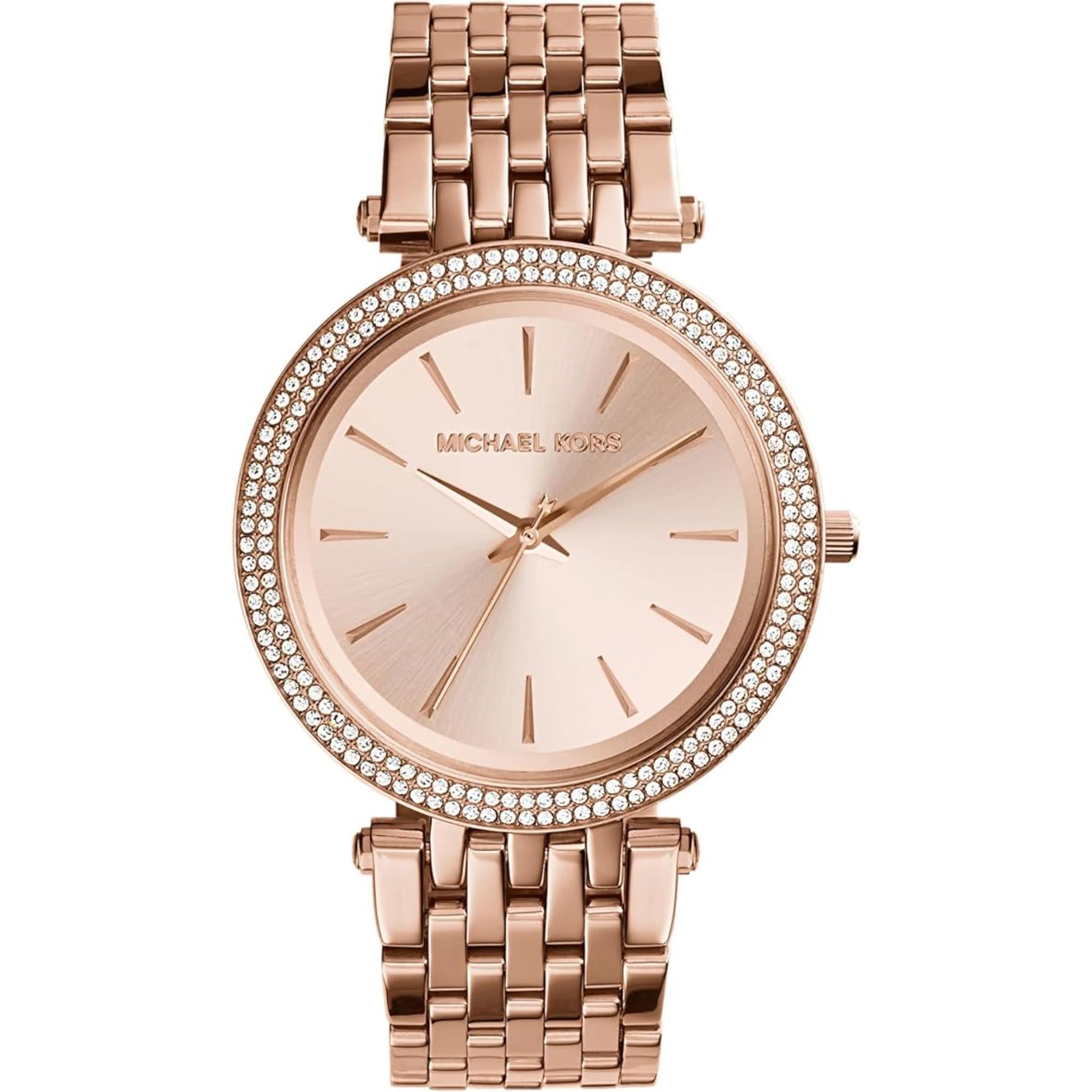 Michael Kors Darci Glitz Rose Gold-Tone Stainless Steel Strap Rose Gold Dial Women’s Watch MK3192