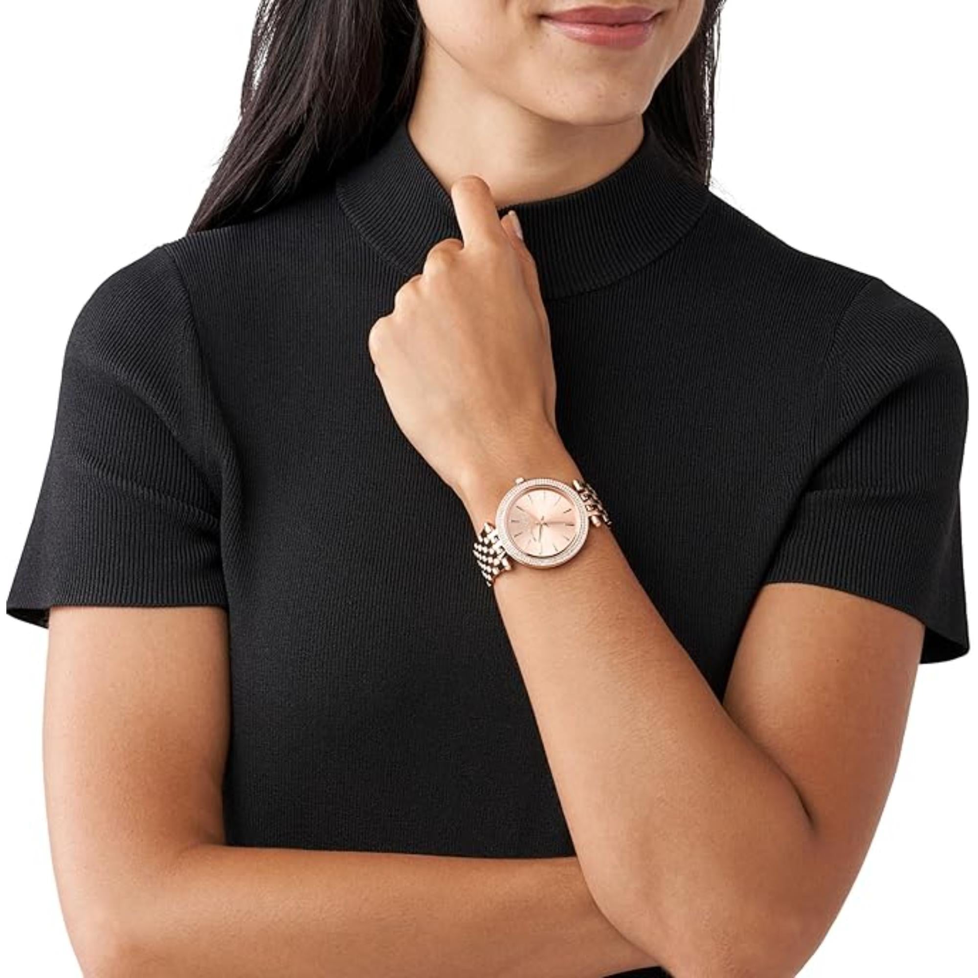 Michael Kors Darci Glitz Rose Gold-Tone Stainless Steel Strap Rose Gold Dial Women’s Watch MK3192
