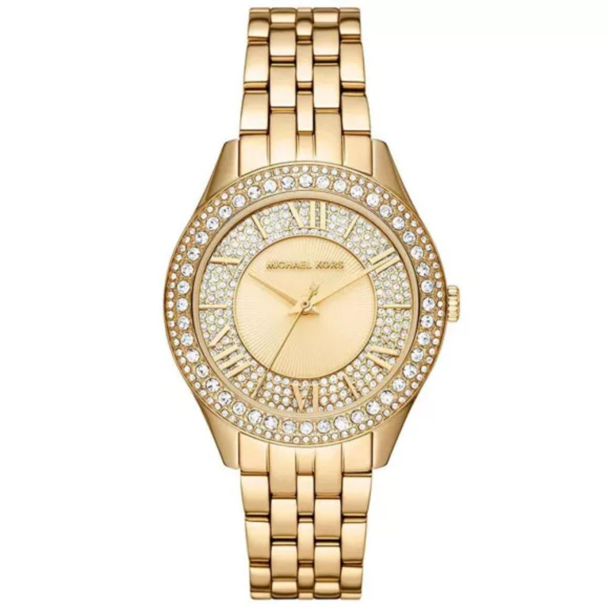 Michael Kors Harlowe Gold-Tone Stainless Steel Strap Gold Dial Women’s Watch MK4709