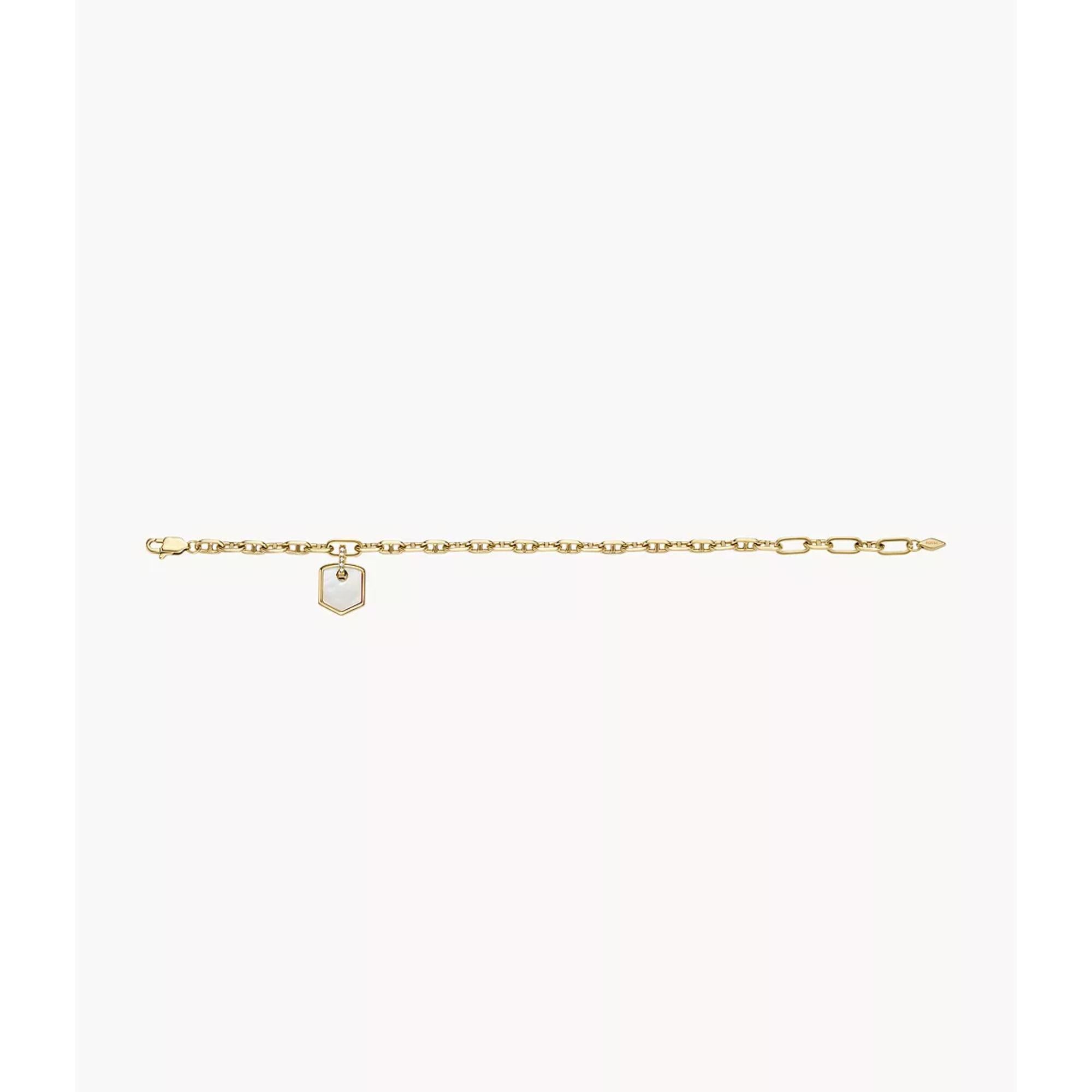 Fossil Heritage Crest Mother-of-Pearl Gold-Tone Brass Chain Women’s Bracelet JA7210710