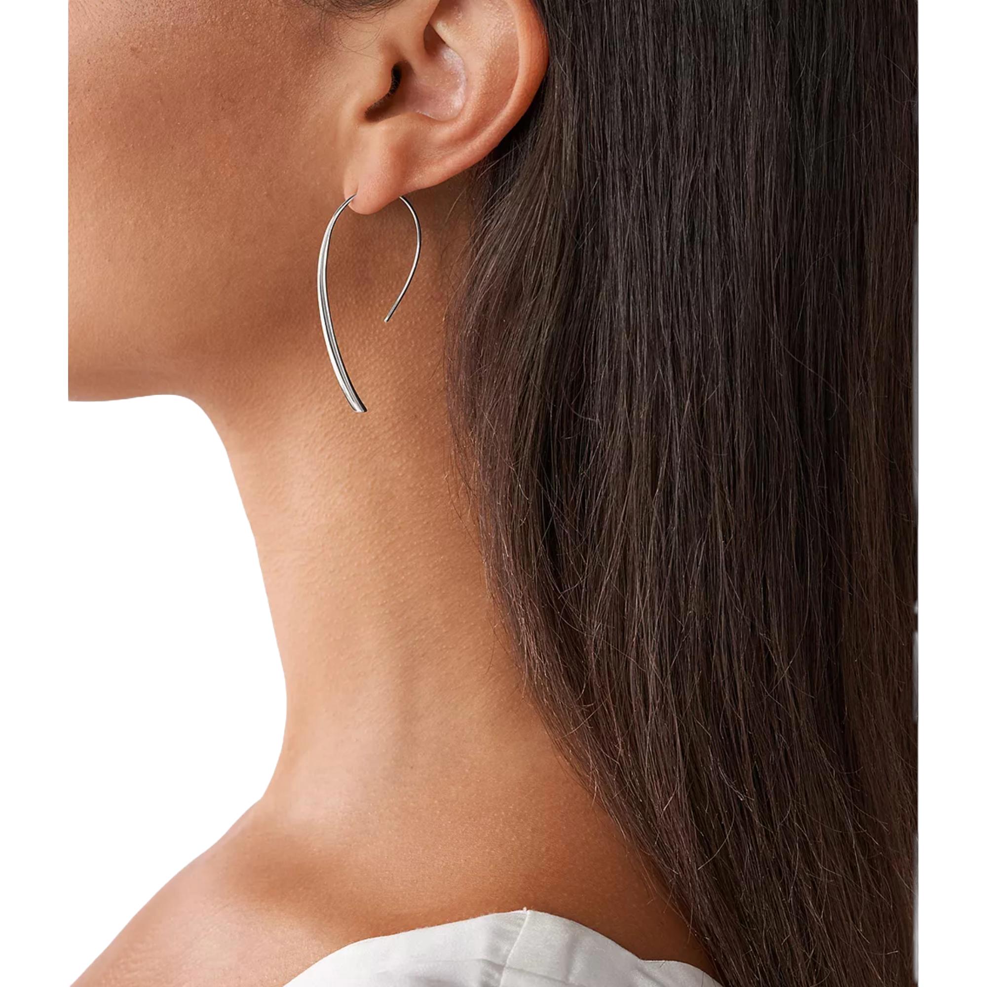 Fossil Stainless Steel Bevel Hoop Women’s Earrings JF01702040