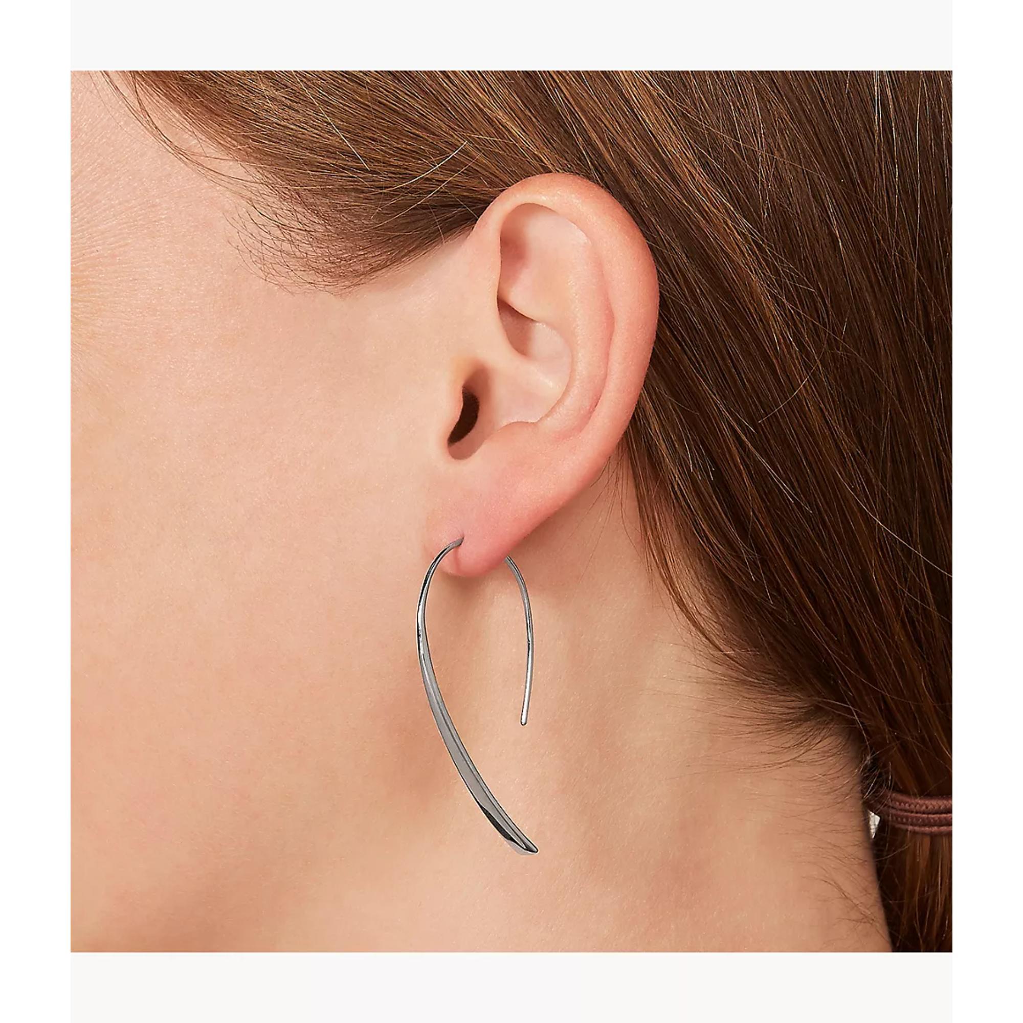Fossil Stainless Steel Bevel Hoop Women’s Earrings JF01702040