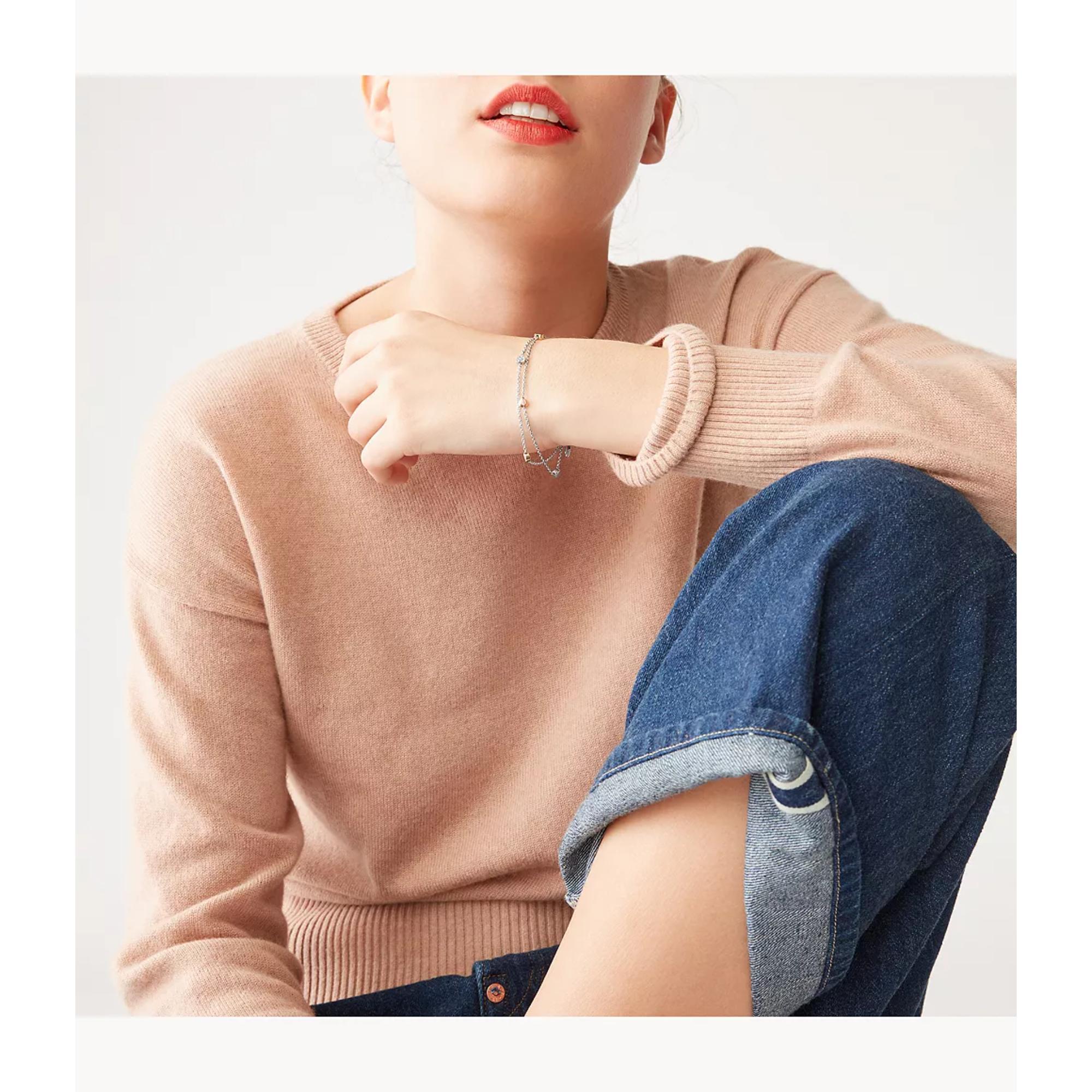 Fossil Heart Tri-Tone Stainless Steel Double-Chain Women’s Bracelet JF02854998