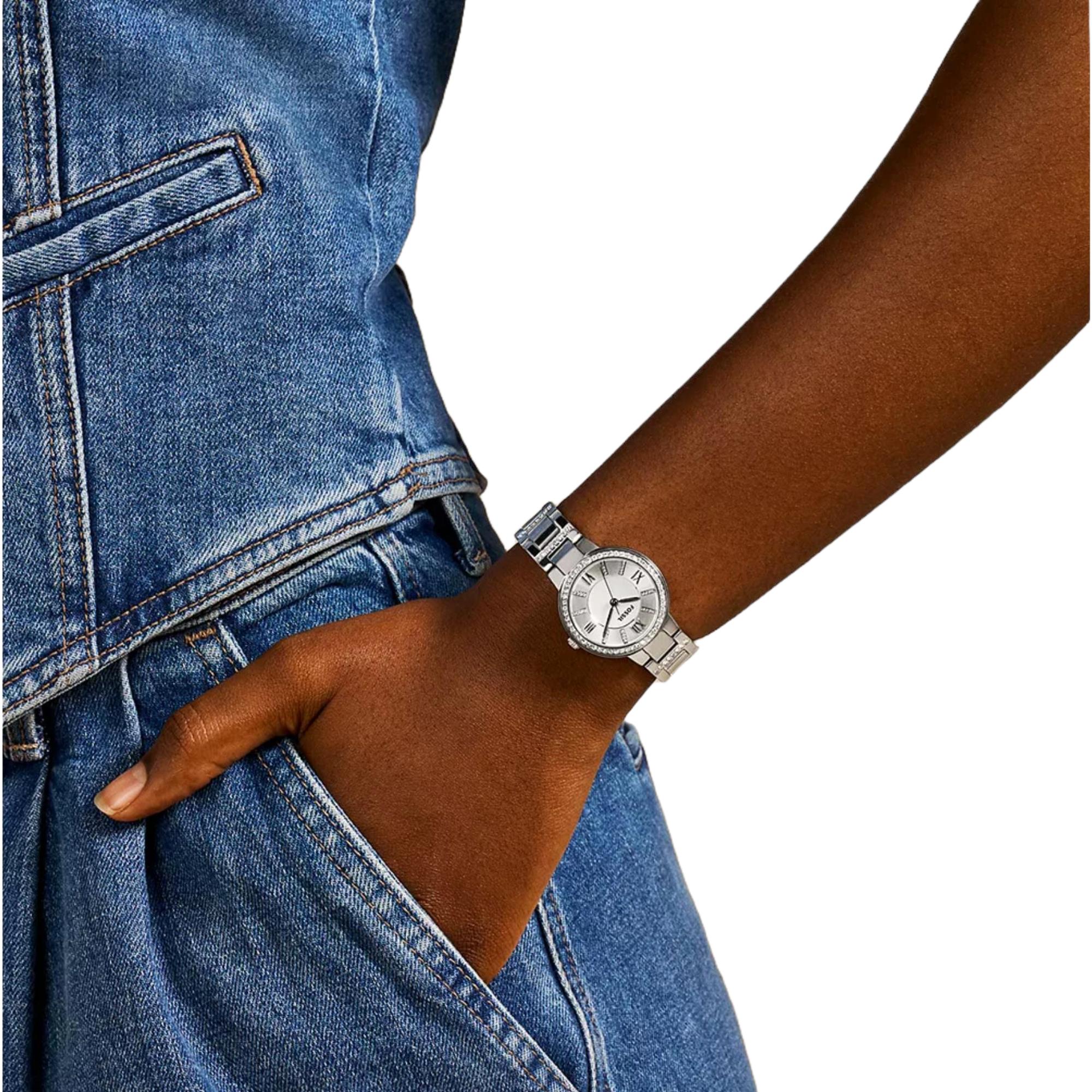 Fossil Virginia Stainless Steel Strap Silver Dial Women’s Watch ES3282
