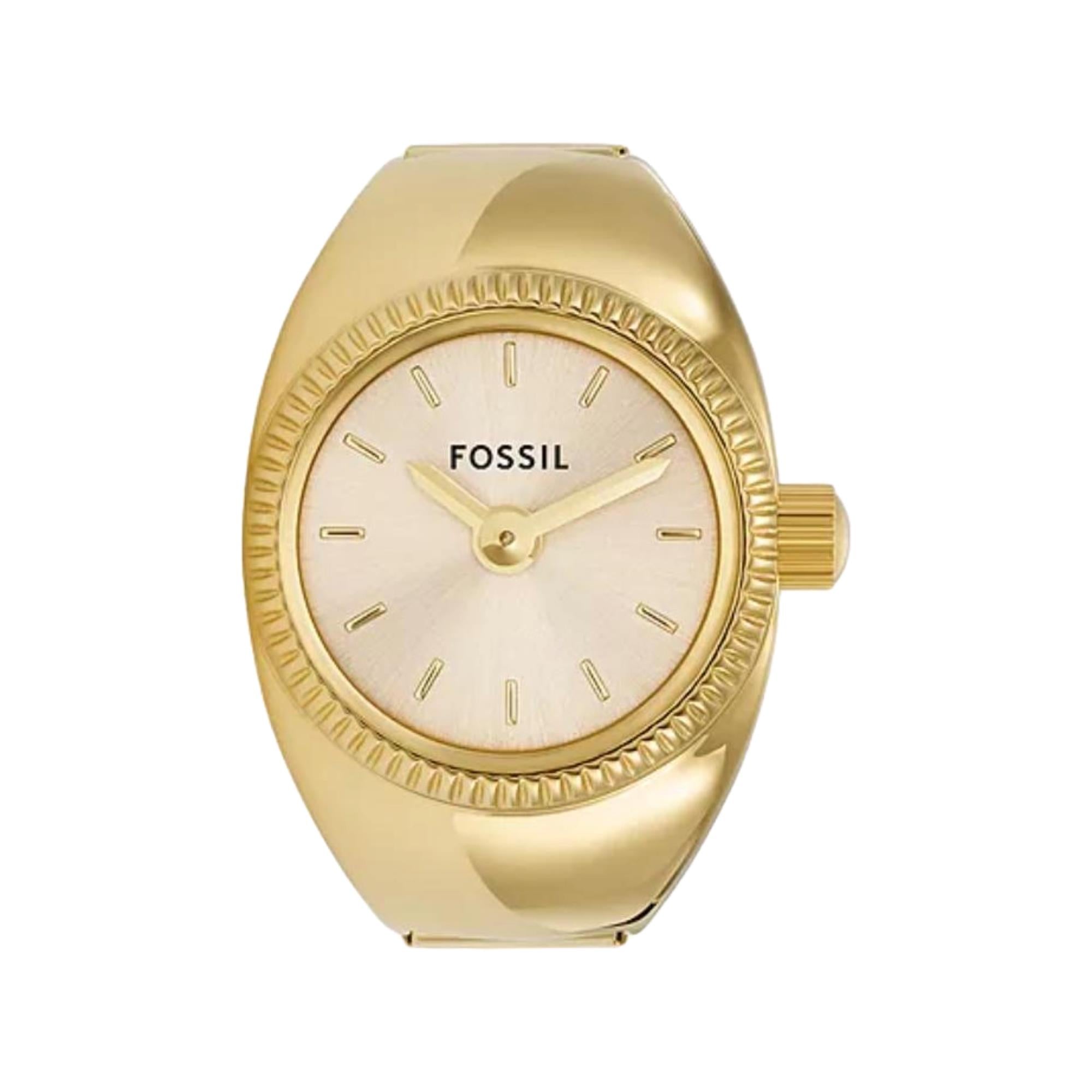 Fossil Watch Ring Two-Hand Gold-Tone Stainless Steel Gold Dial Women’s Watch ES5246
