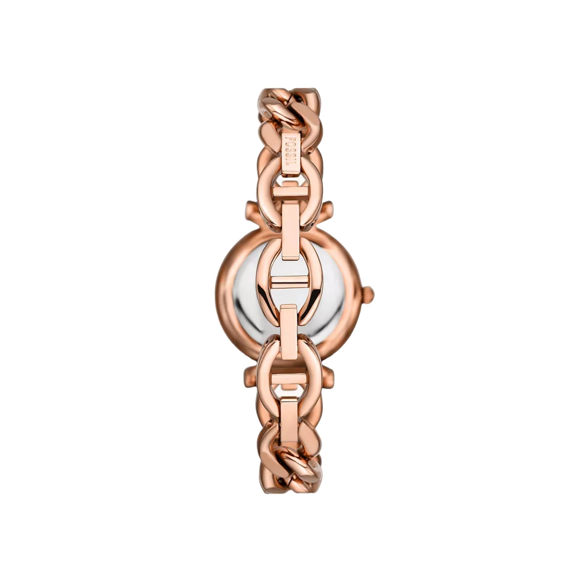 Carlie Three-Hand Rose Gold-Tone Stainless Steel Silver Dial Women’s Watch ES5330