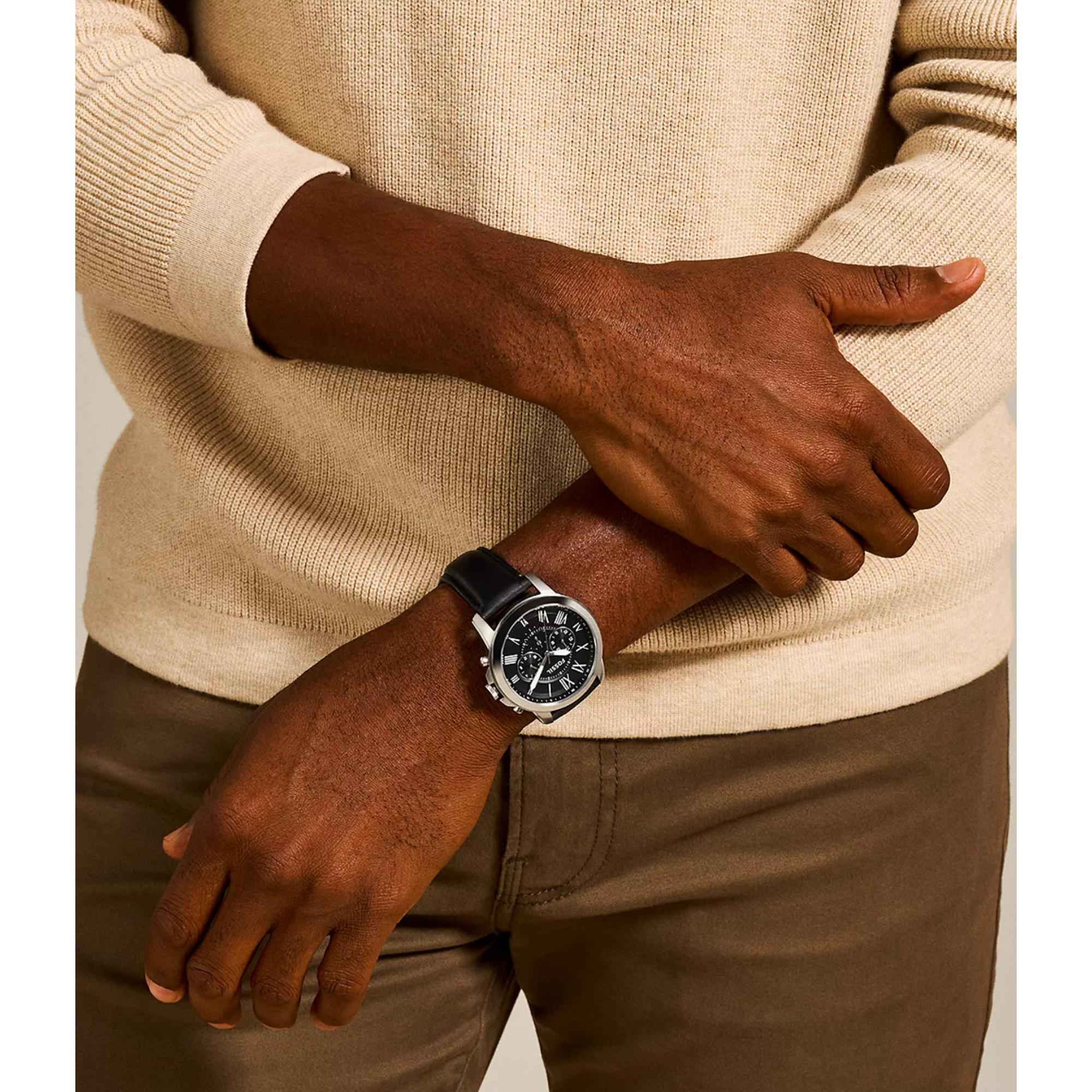 Fossil Grant Chronograph Black Leather Black Dial Men’s Watch FS4812