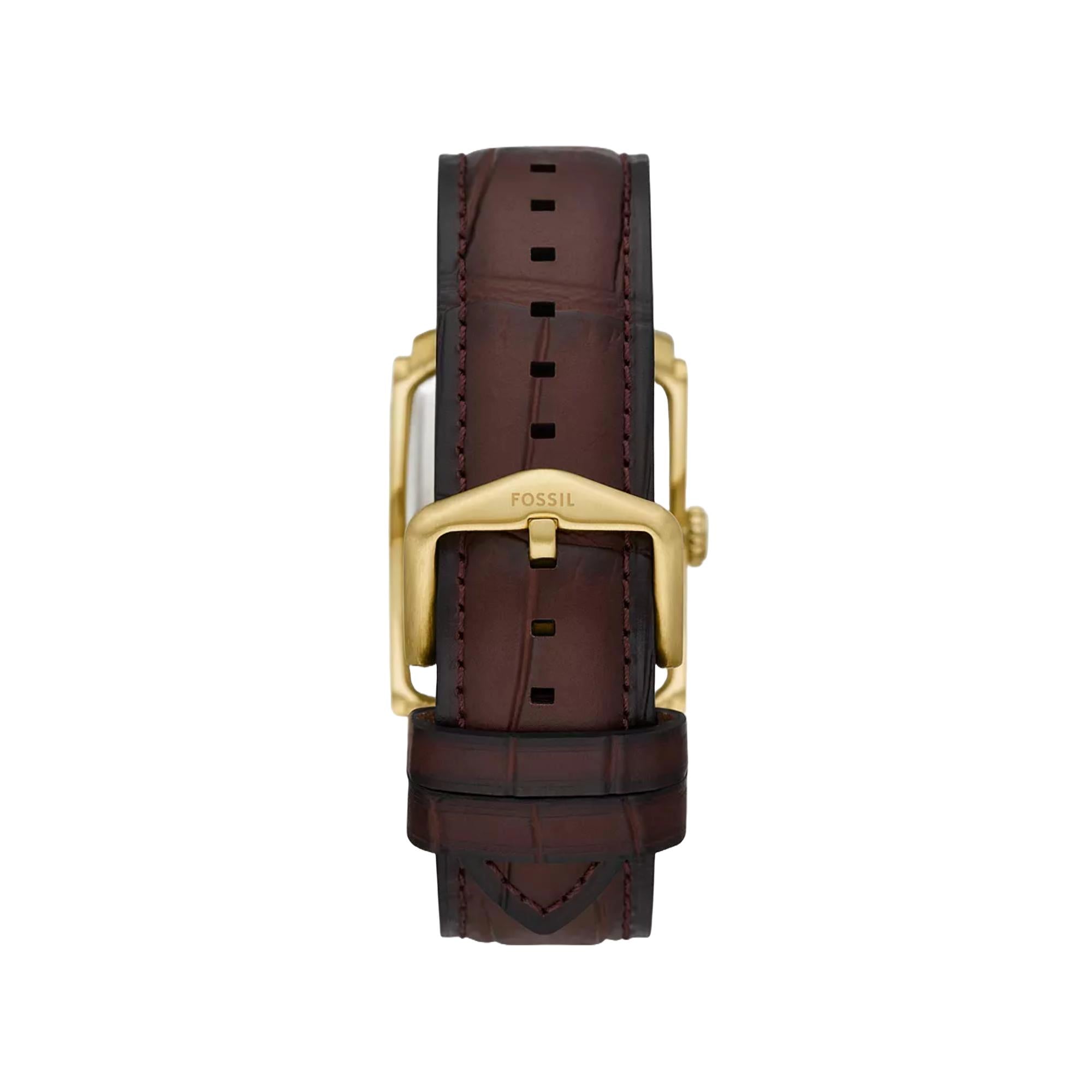 Fossil Carraway Brown Croco Leather Silver Dial Men’s Watch FS6011