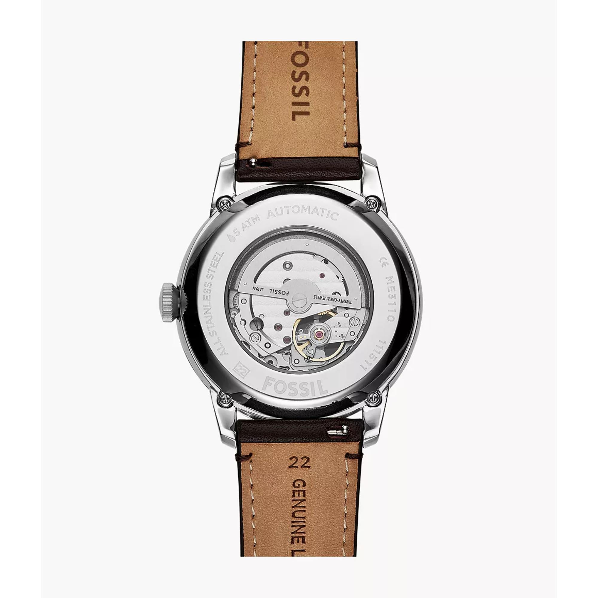 Fossil Townsman Automatic Brown Leather Blue Dial Men’s Watch ME3110