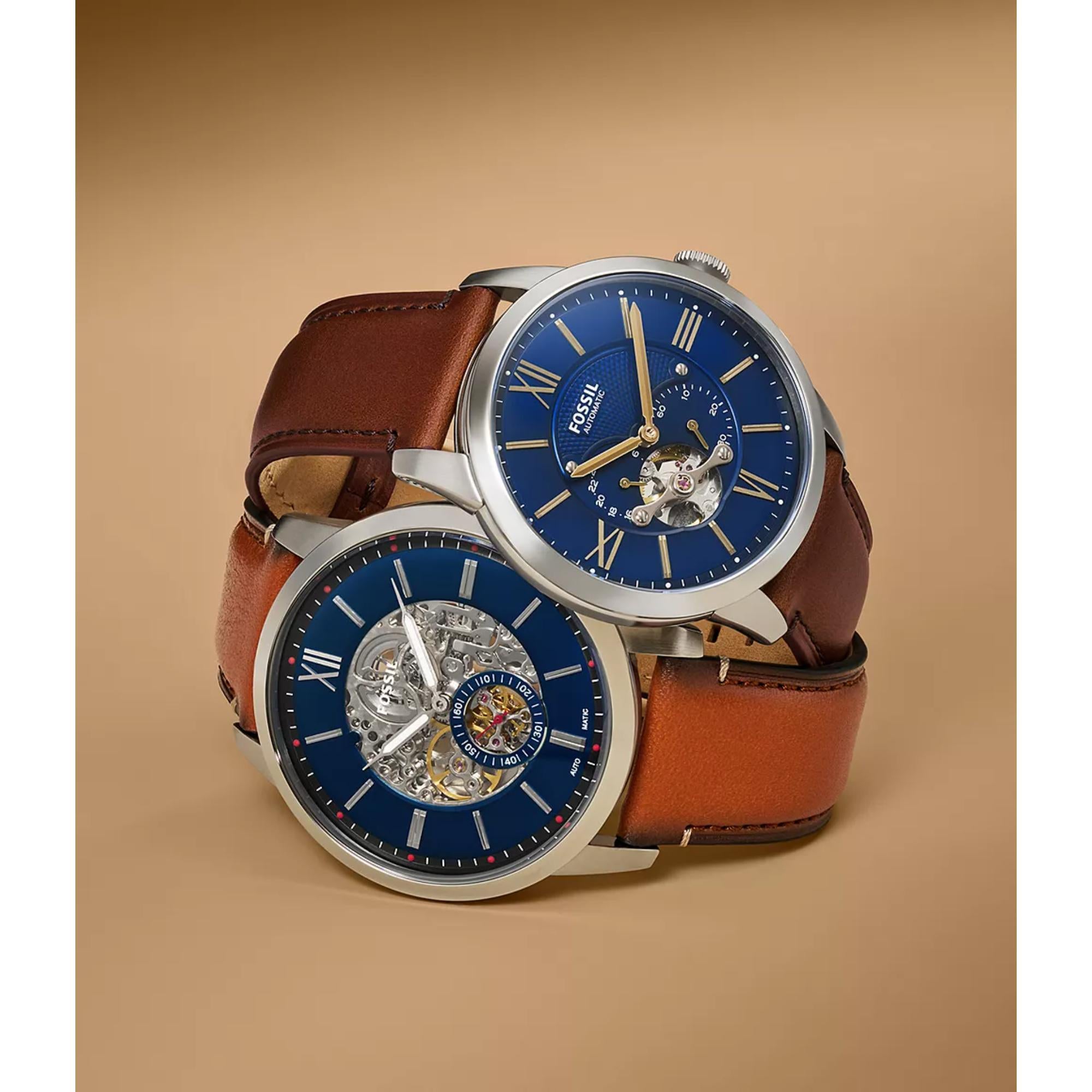 Fossil Townsman Automatic Brown Leather Blue Dial Men’s Watch ME3110