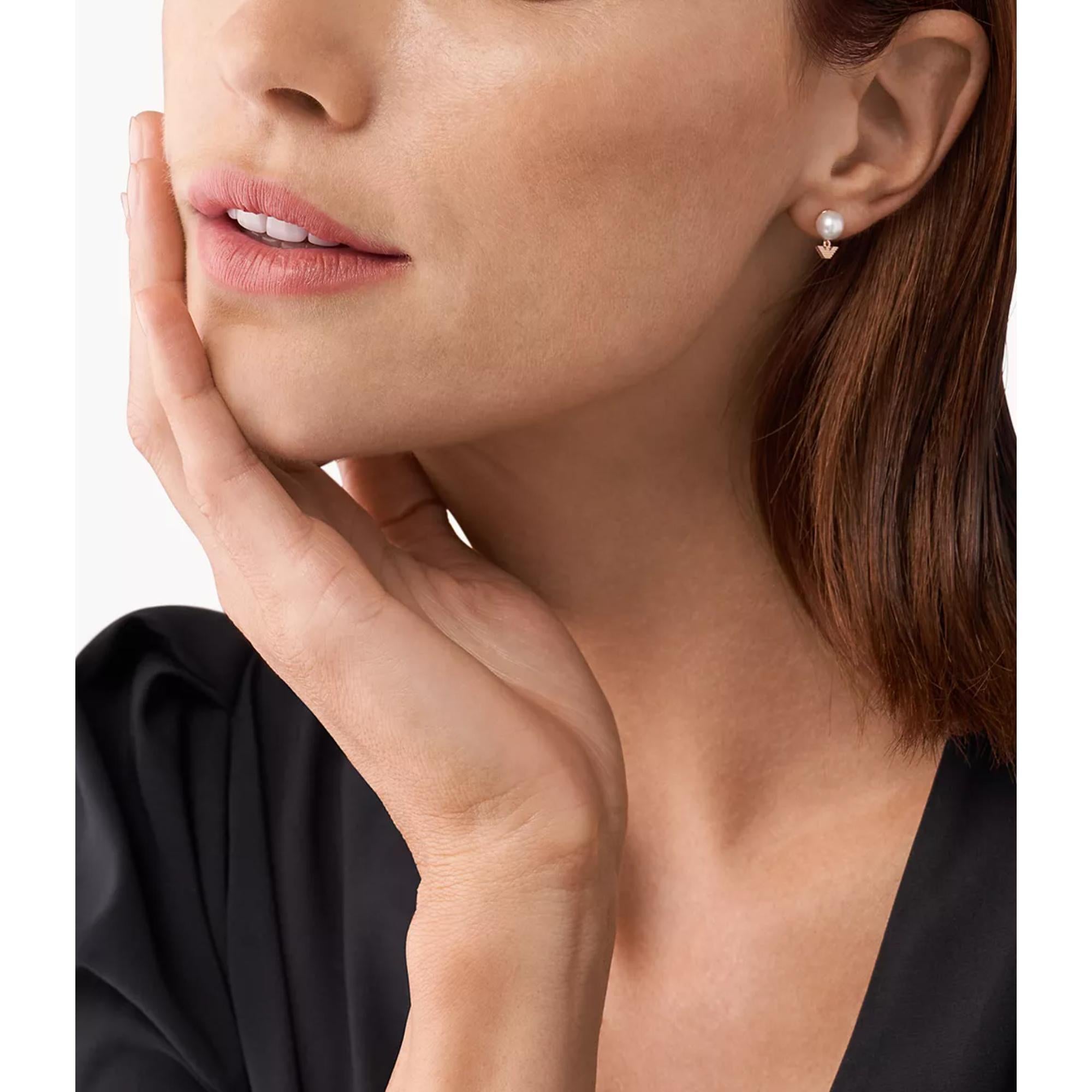 Emporio Armani White Pearl Stud Earrings EG3584221