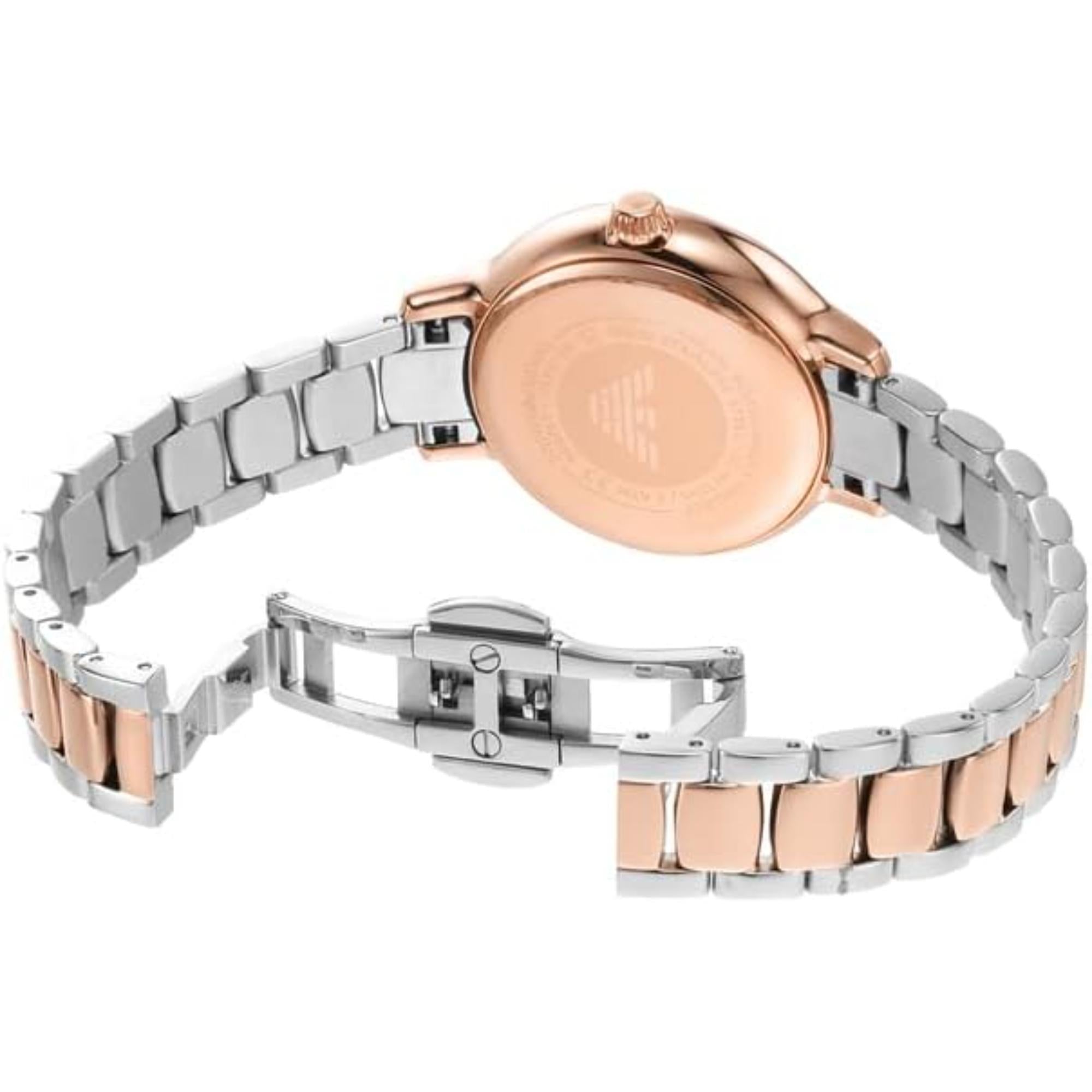 Emporio Armani Cleo Two-Tone Stainless Steel Bracelet White Mother-Of-Pearl Women's Watch AR11499