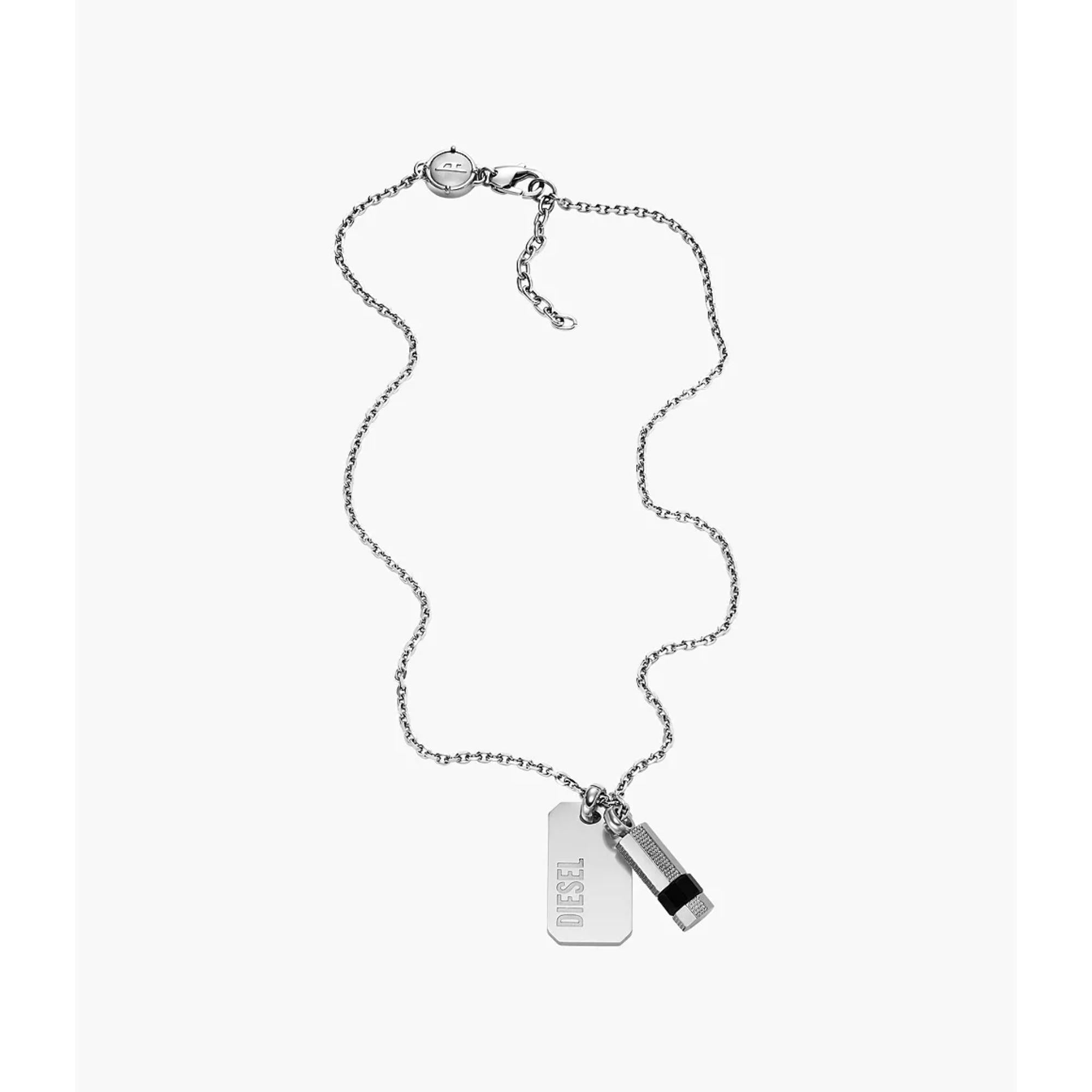 Diesel Double Dog Tag Stainless Steel Pendant Men's Necklace DX1156040