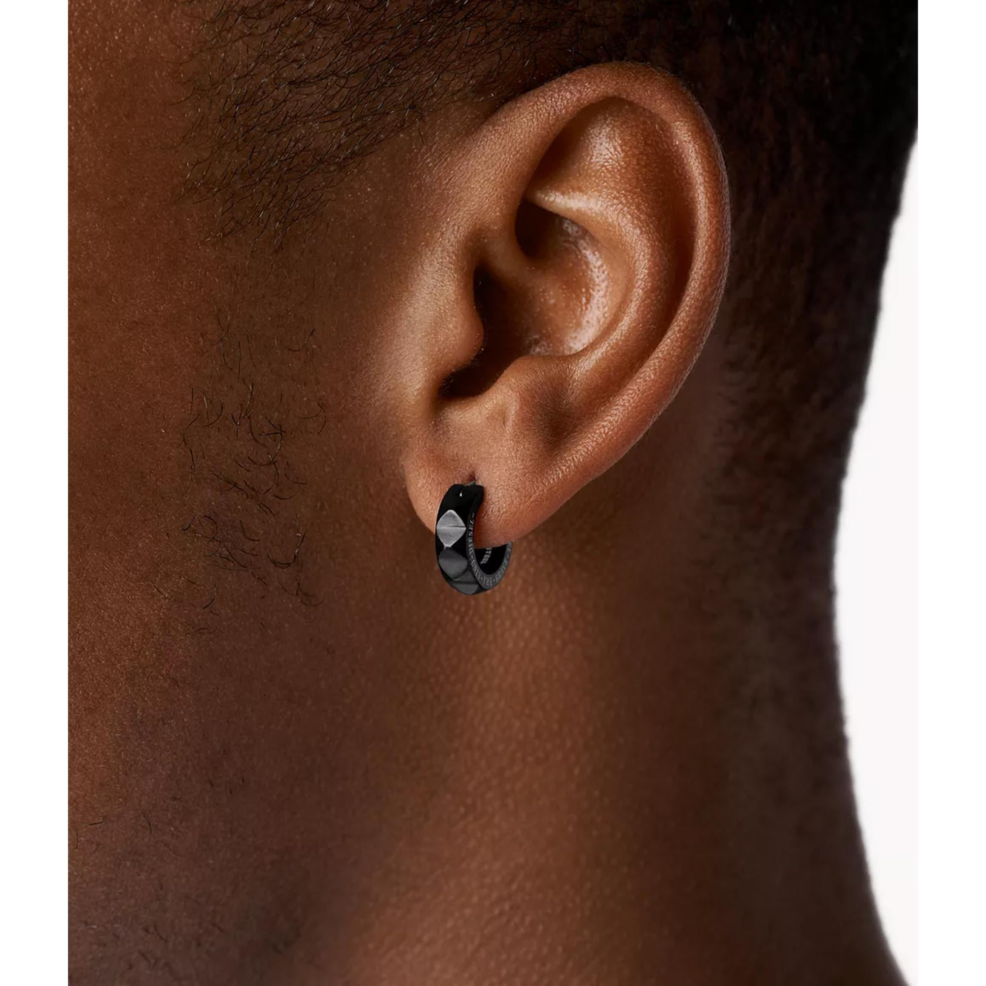 Diesel Black Stainless Steel Studded Huggie Earring DX1273001