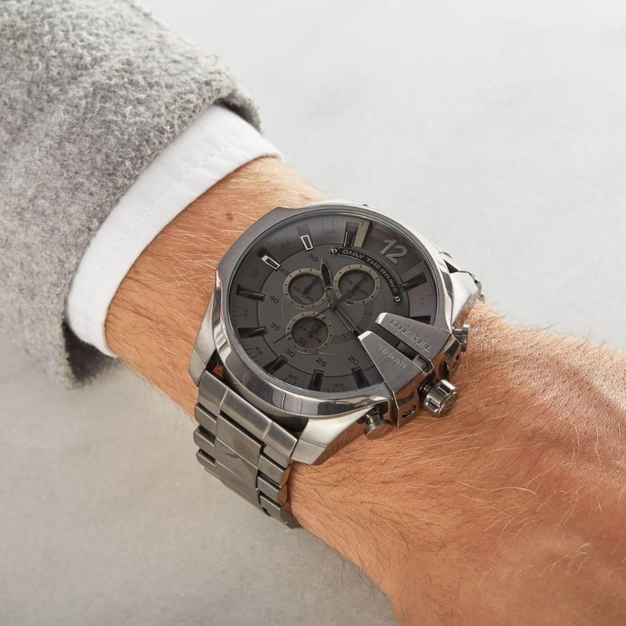 Diesel Mega Chief Chronograph Gunmetal Stainless Steel Strap Grey Dial Men's Watch DZ4282